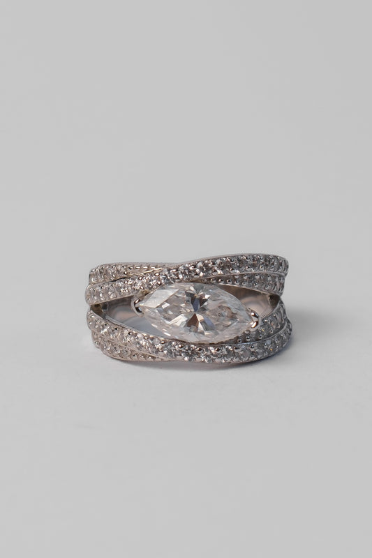 Champagne Tears .925 Sterling Silver Marquise 2.75 Carat Moissanite Ring