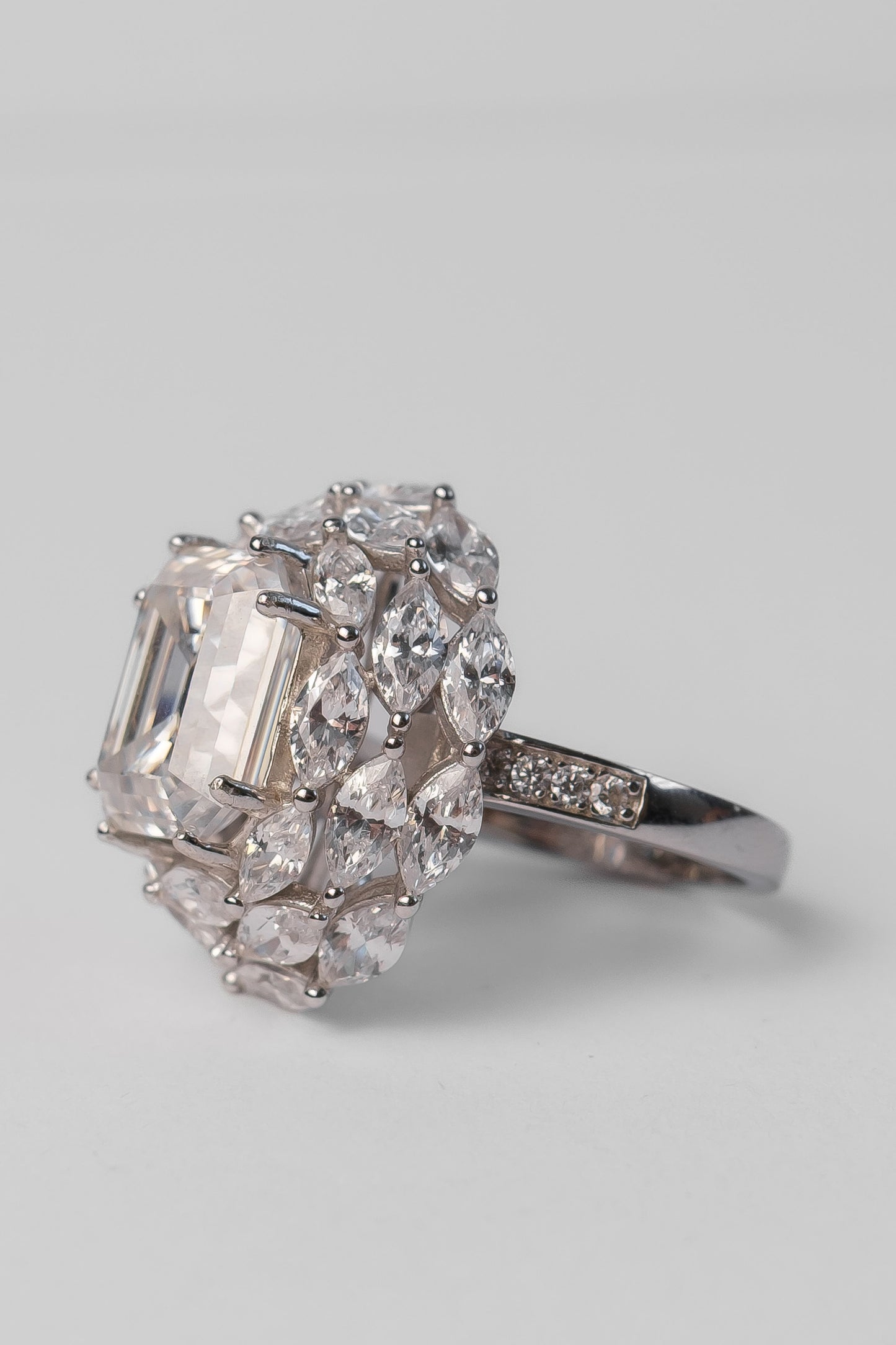 Gold Digger .925 Sterling Silver Emerald 11 Carat Moissanite Ring