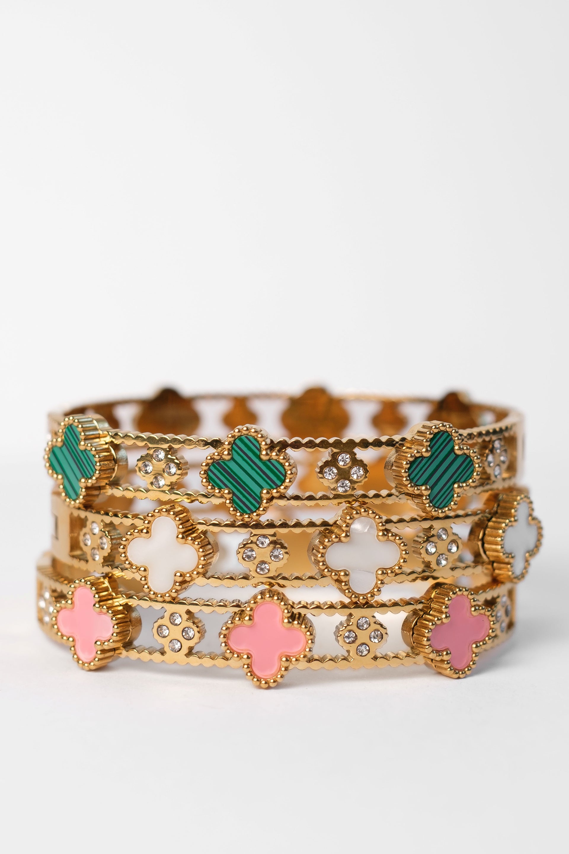 Clover Garden Stainless Steel Bangle Trio
