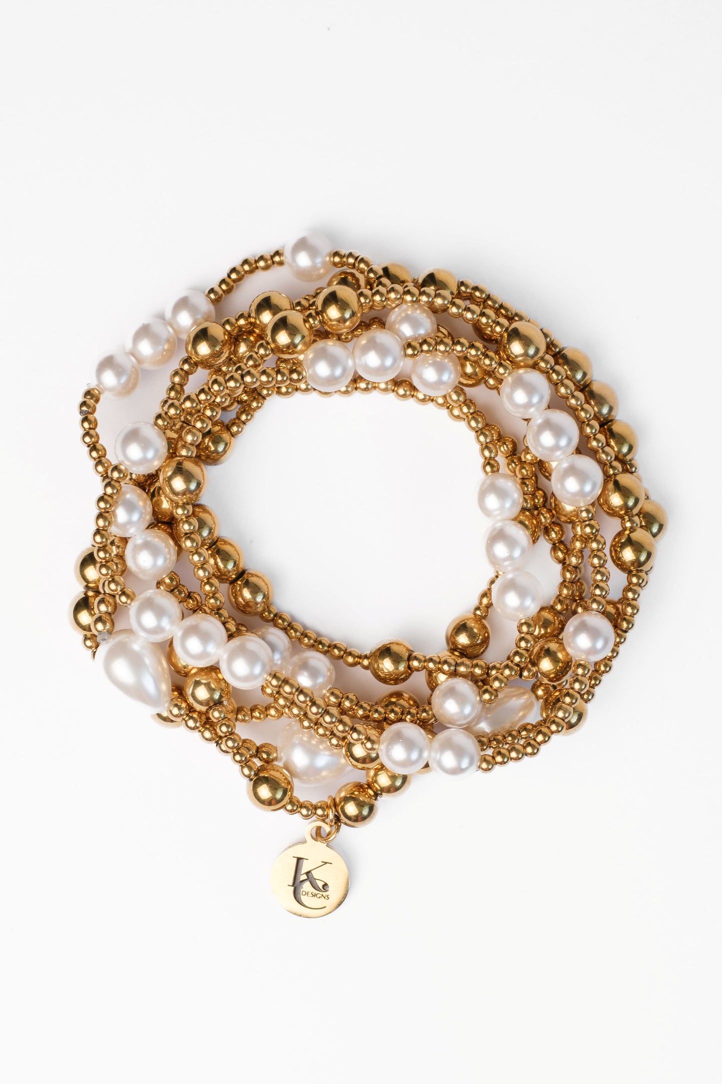 Pearl Affair 316L Stainless Steel 7 PIece Bracelet Stack