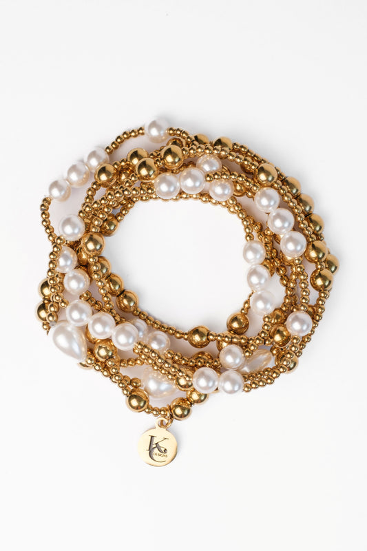 Pearl Affair 316L Stainless Steel 7 PIece Bracelet Stack