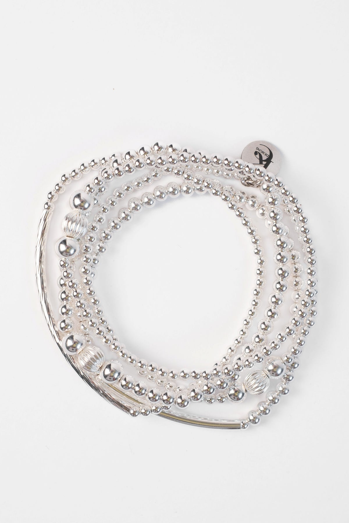 Chrome Stainless Steel 5 Piece Bracelet Stack
