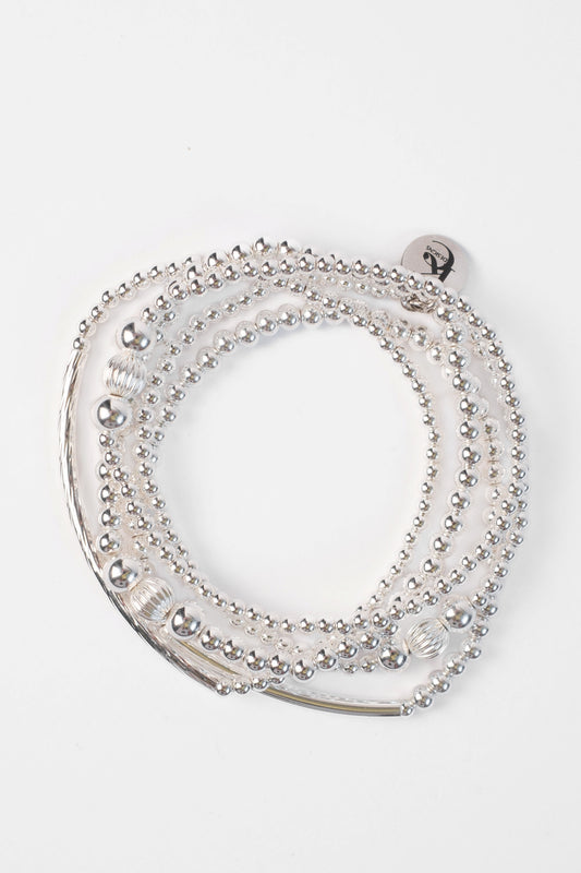 Chrome 316L Stainless Steel 5 Piece Bracelet Stack