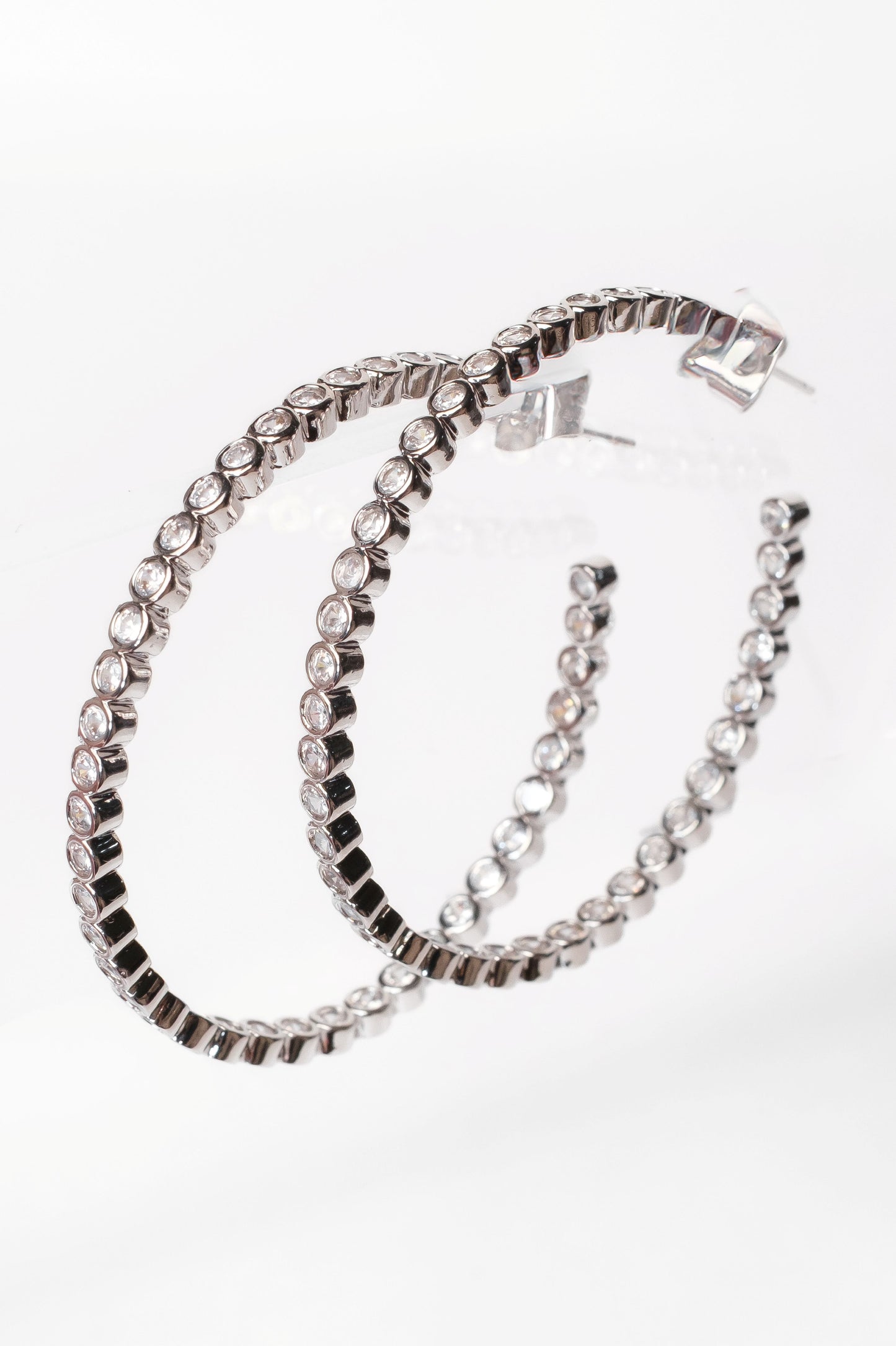 Center Stage Crystal Studded 316L Stainless Steel Hoops