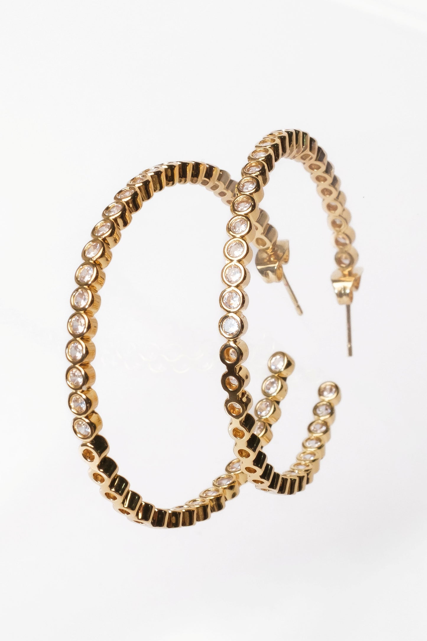 Center Stage Crystal Studded 316L Stainless Steel Hoops
