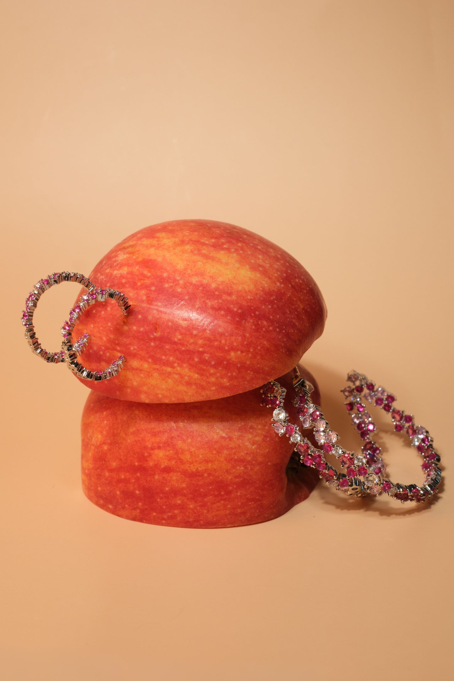 10 Years in Bloom 316L Stainless Steel Pink Crystal Floral Hoops