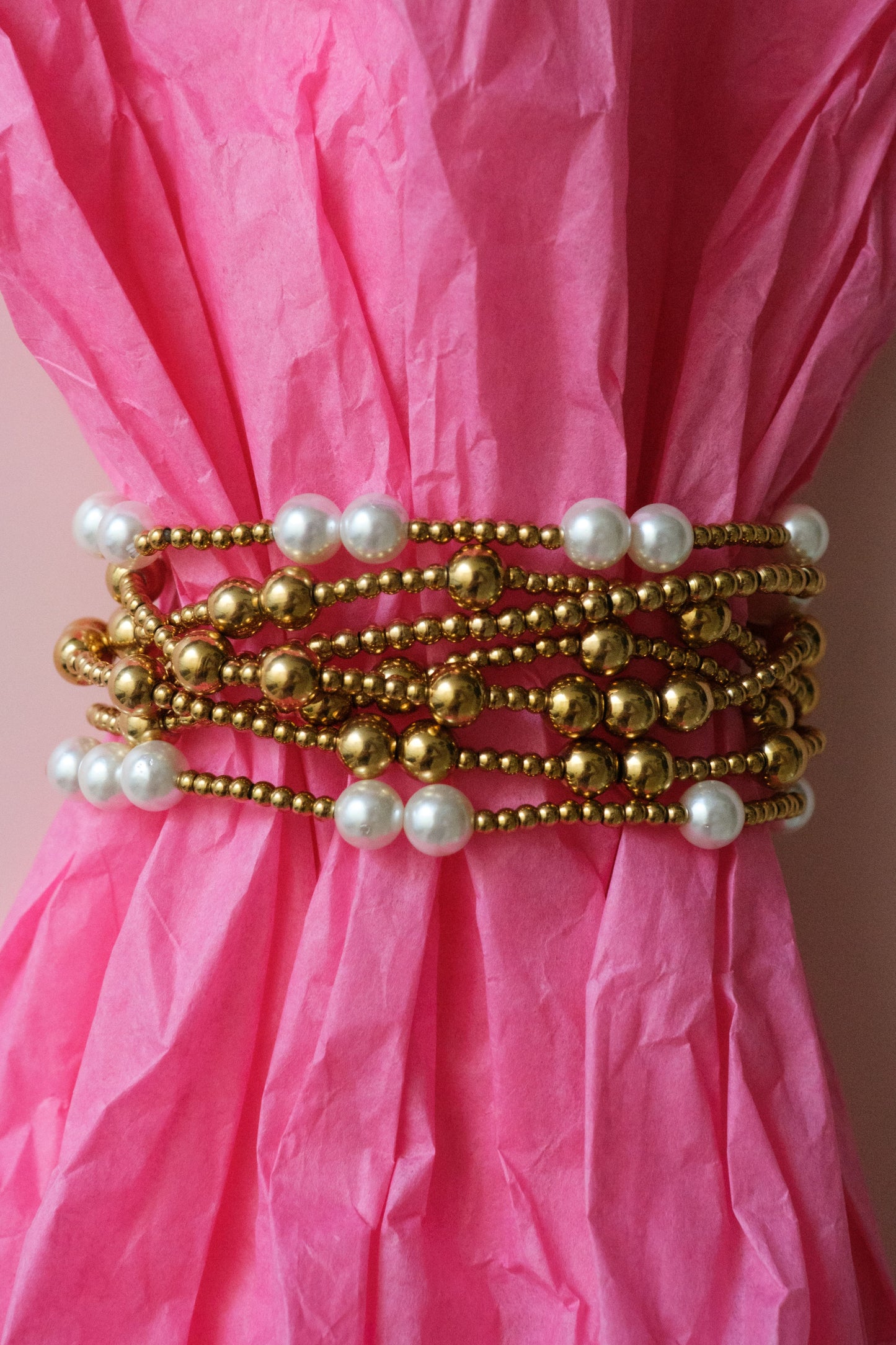 Pearl Affair 316L Stainless Steel 7 PIece Bracelet Stack
