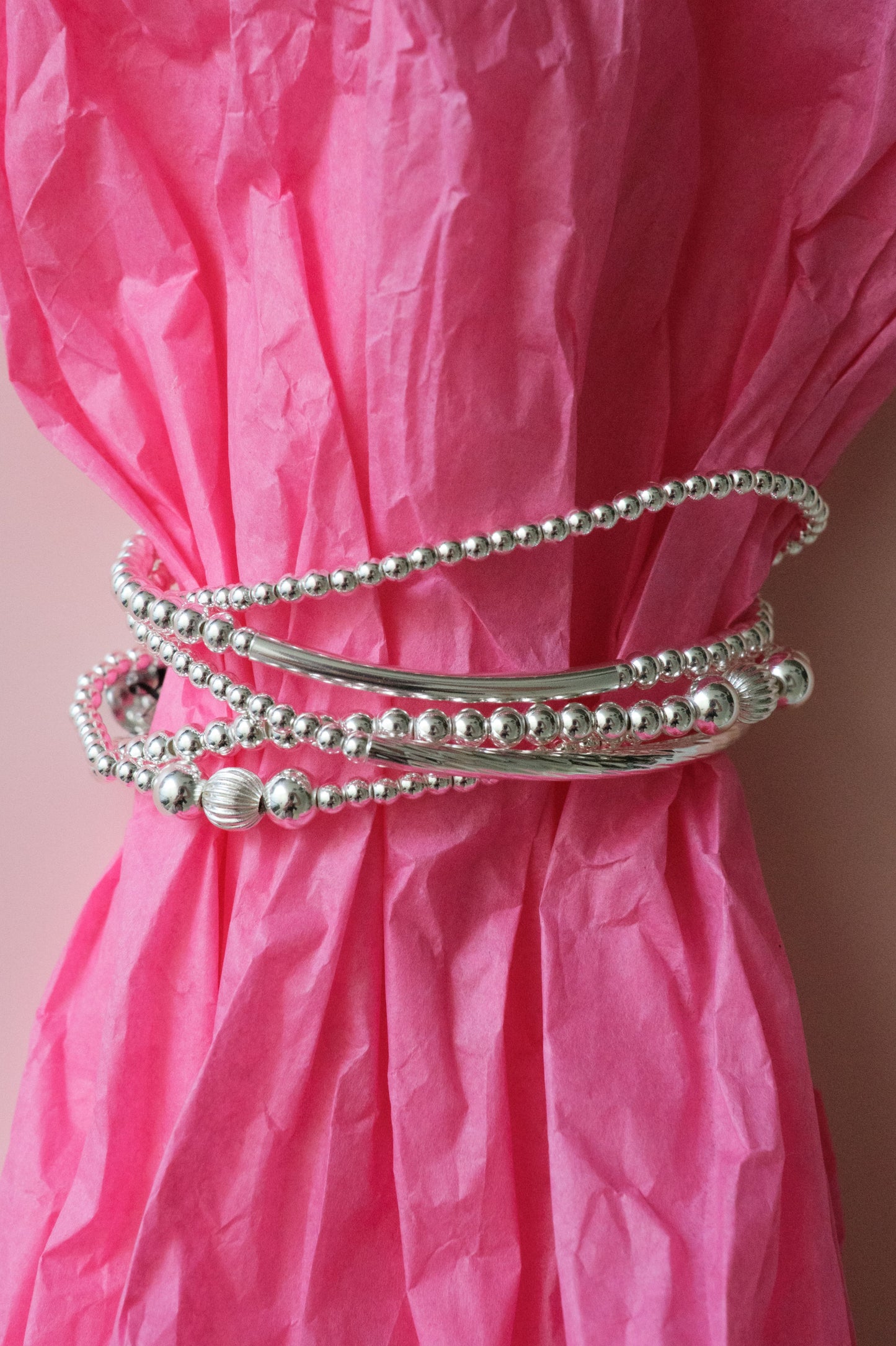 Chrome 316L Stainless Steel 5 Piece Bracelet Stack