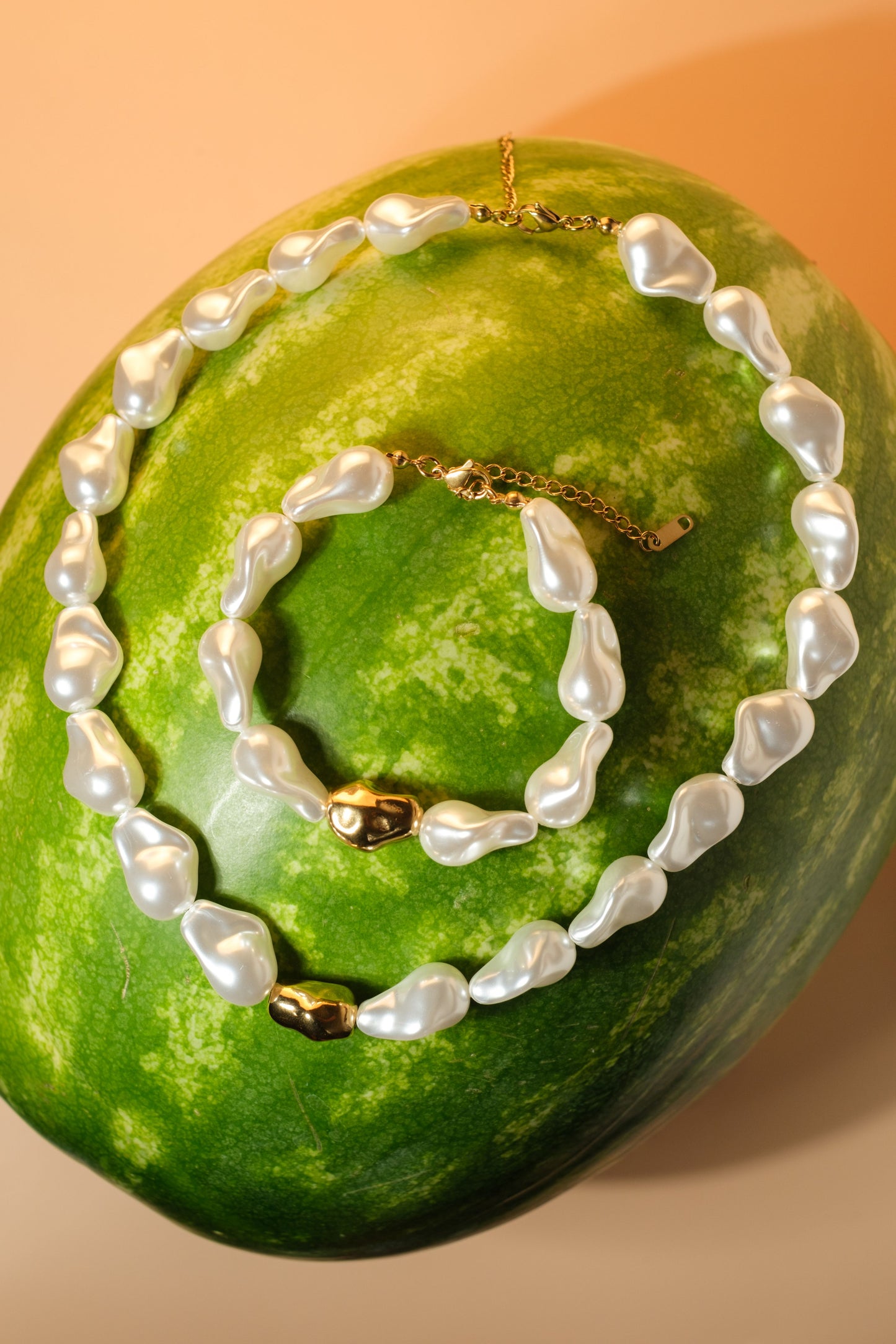The Riviera 316L Stainless Steel Pearl Necklace and Anklet Duo