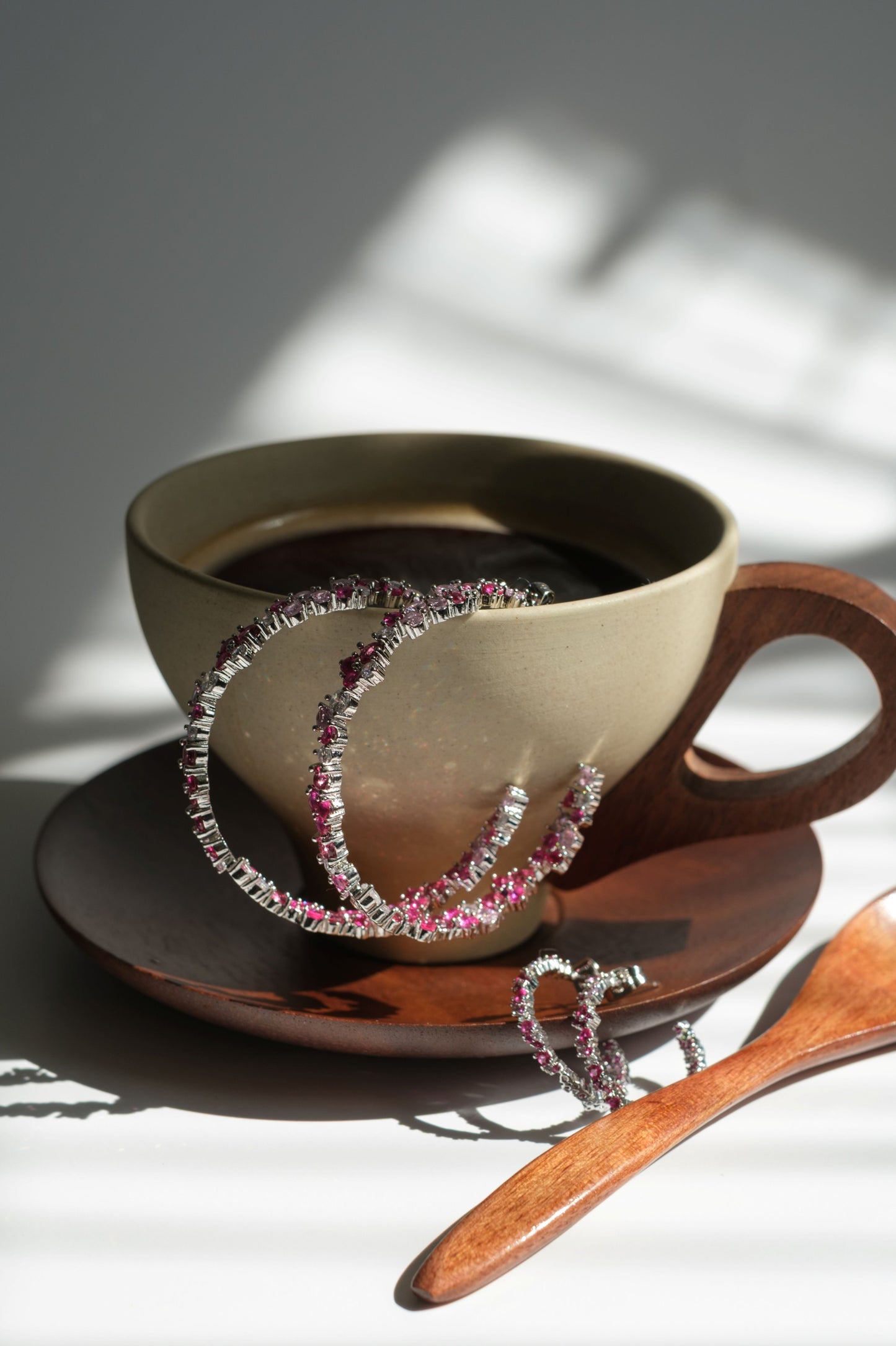 10 Years in Bloom 316L Stainless Steel Pink Crystal Floral Hoops