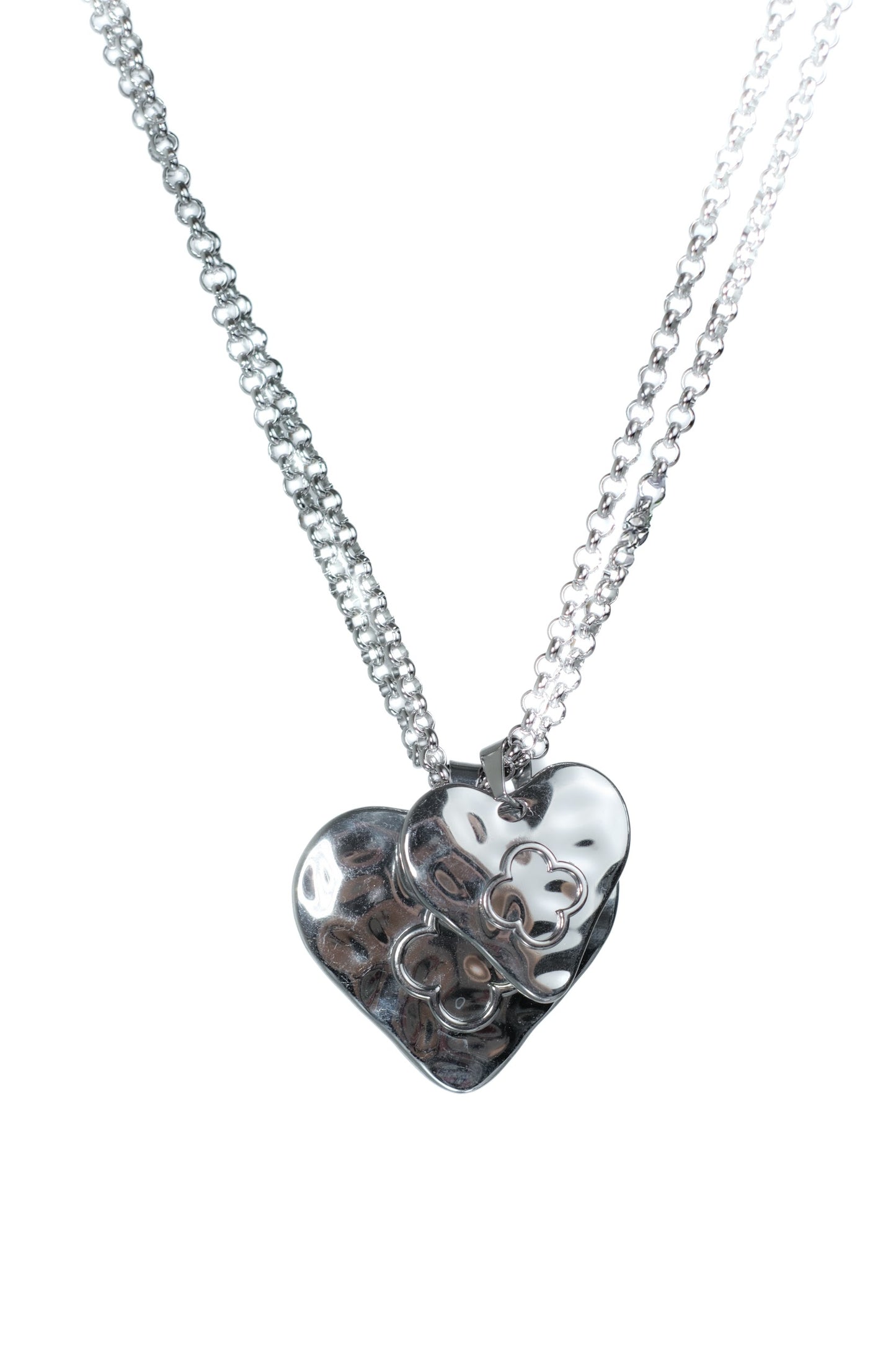 Eternal Affair Double Heart 316L Stainless Steel Statement Necklace
