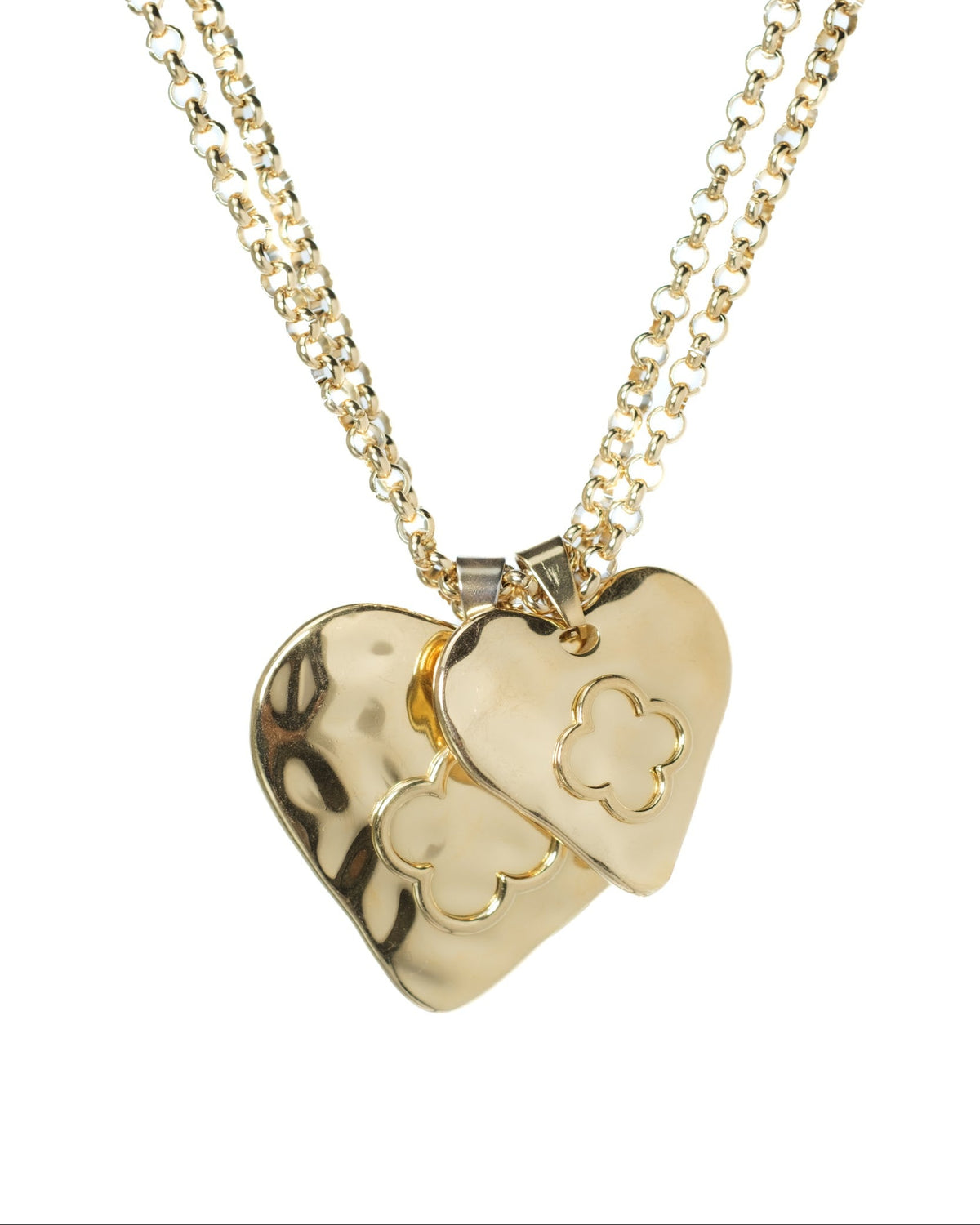 Eternal Affair Double Heart 316L Stainless Steel Statement Necklace