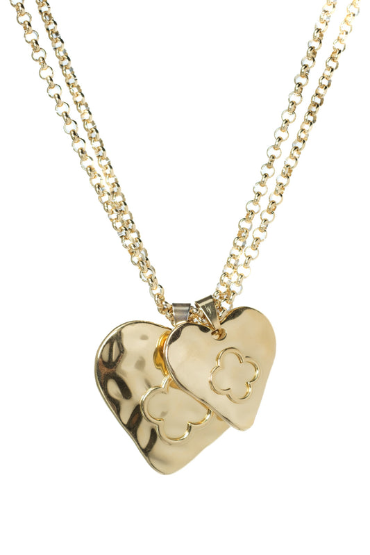 Eternal Affair Double Heart 316L Stainless Steel Statement Necklace