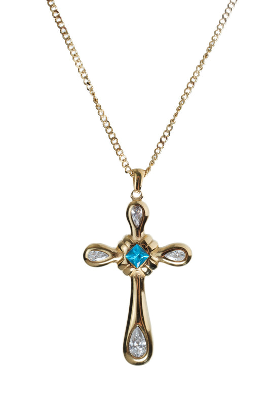 Golden Faith Cross 316L Stainless Steel Statement Necklace
