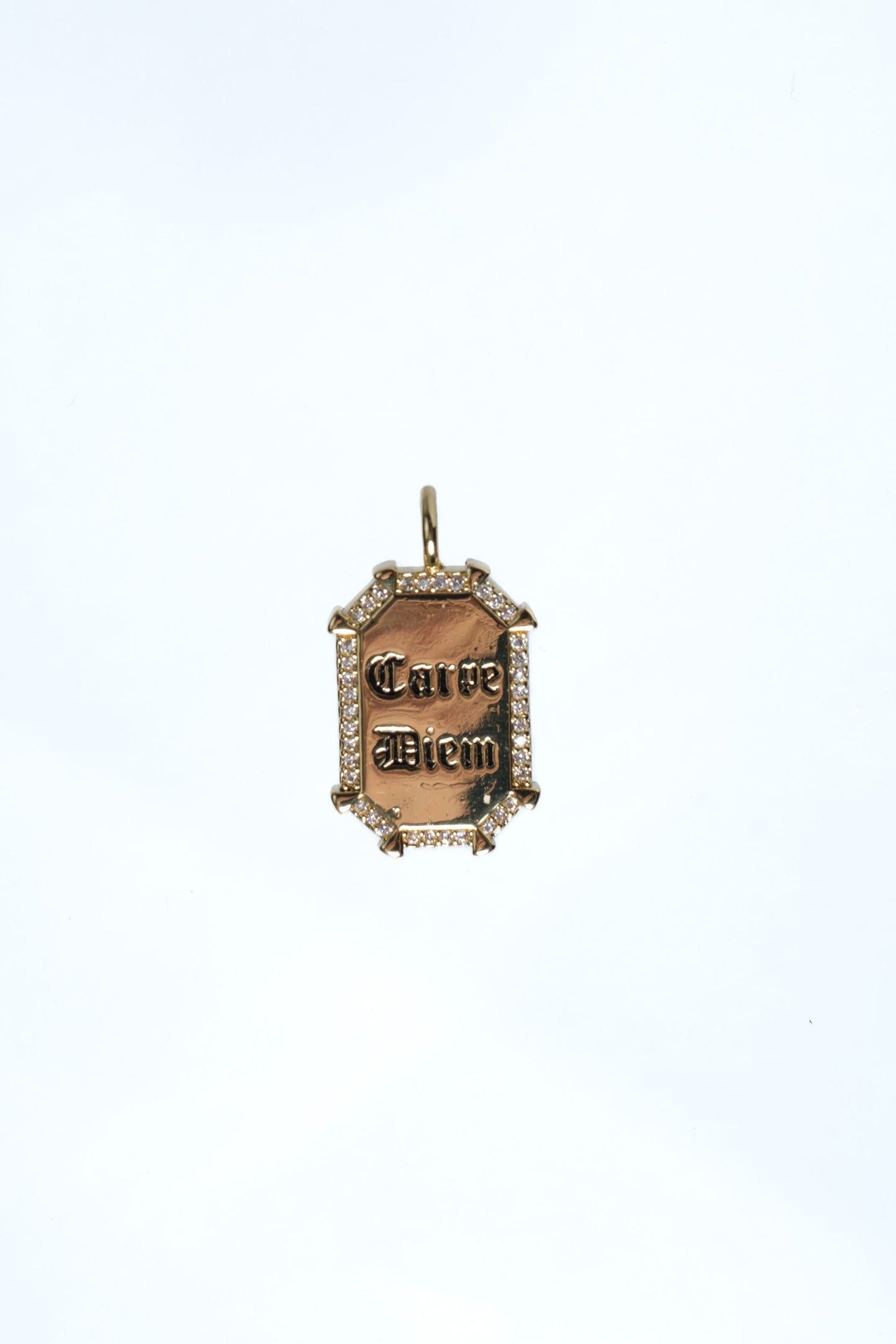 Carpe Diem 316L Stainless Steel Crystal Charm