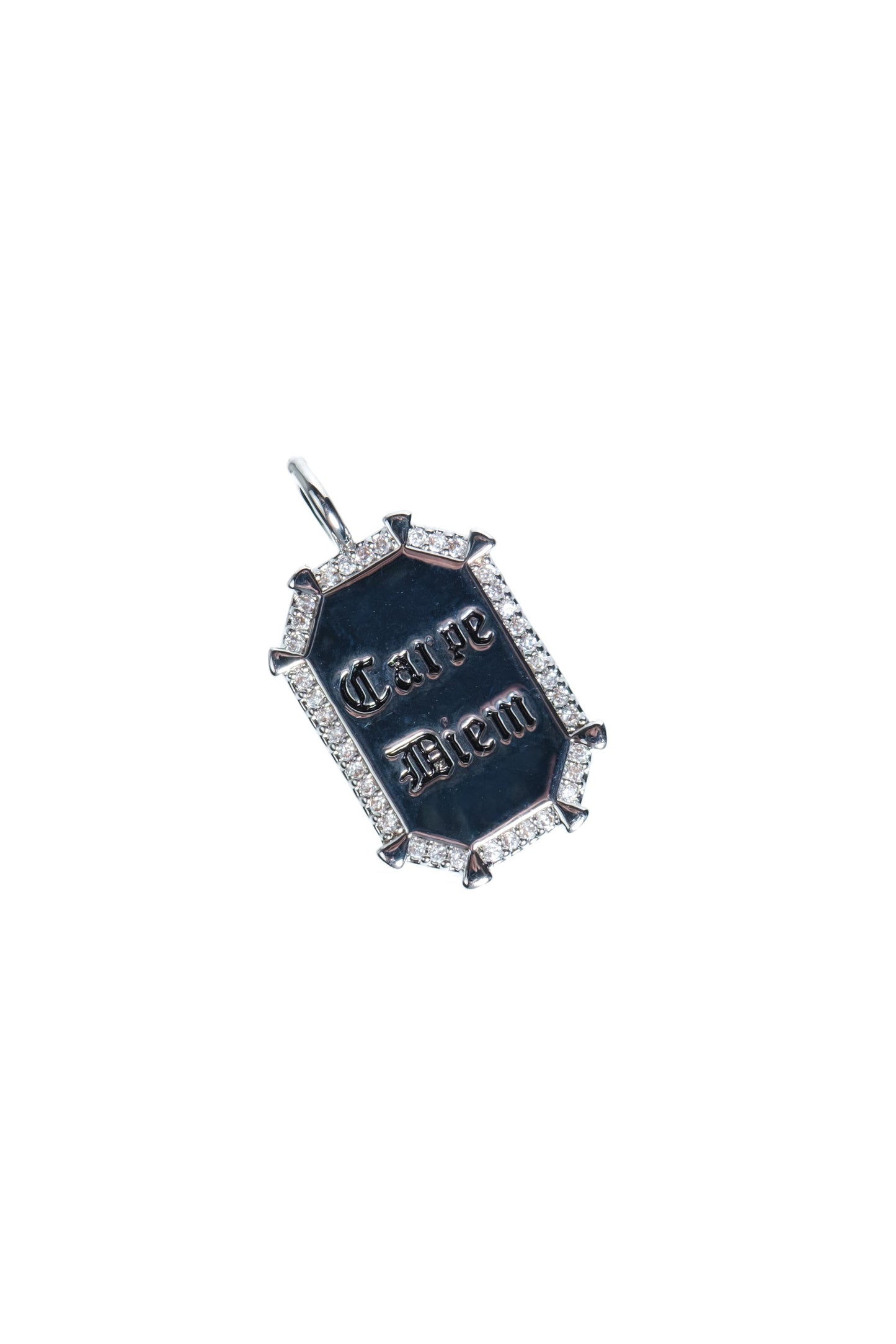 Carpe Diem 316L Stainless Steel Crystal Charm