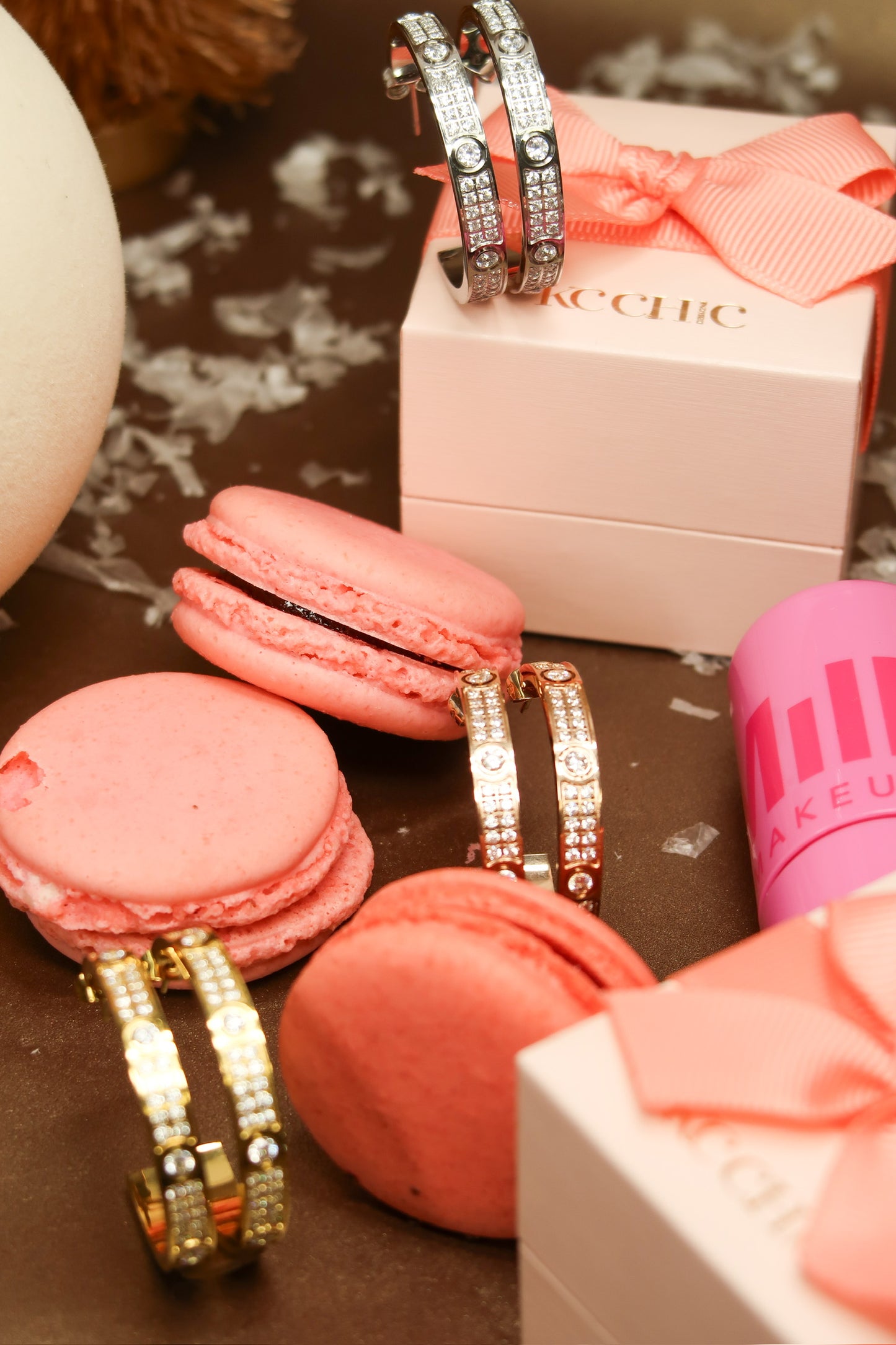 The Glimmer Crystal 316L Stainless Steel Hoops