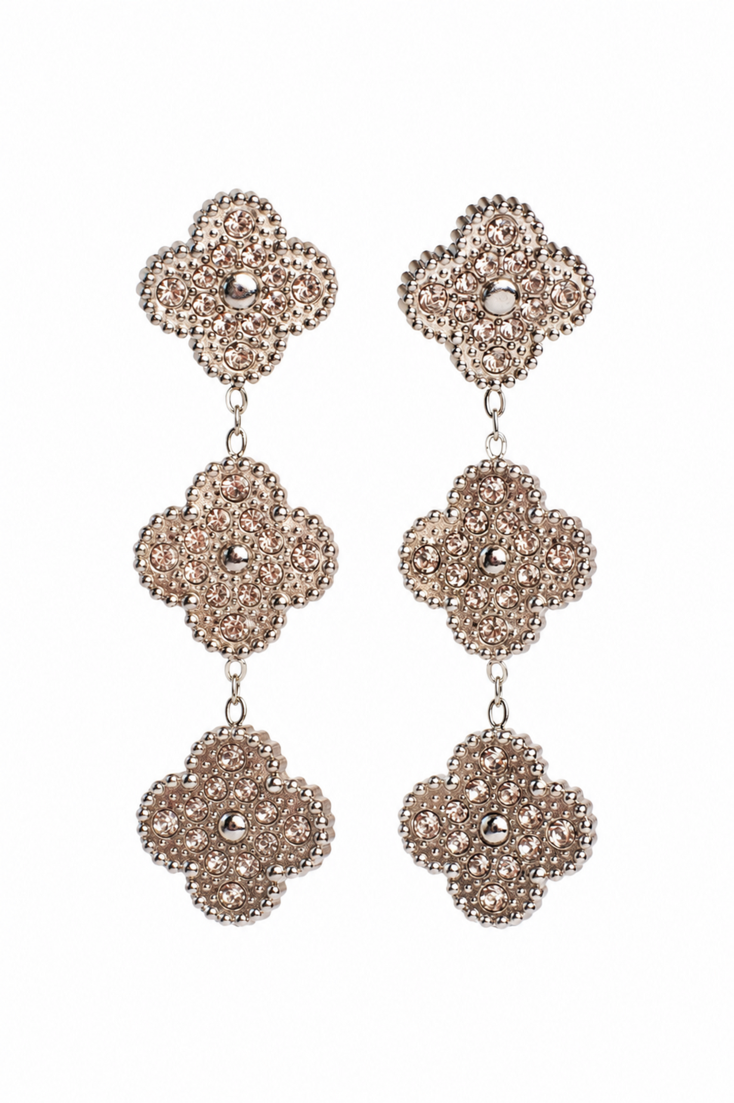 Infinite Glow 2 Sided Crystal 316L Stainless Steel Clover Collection