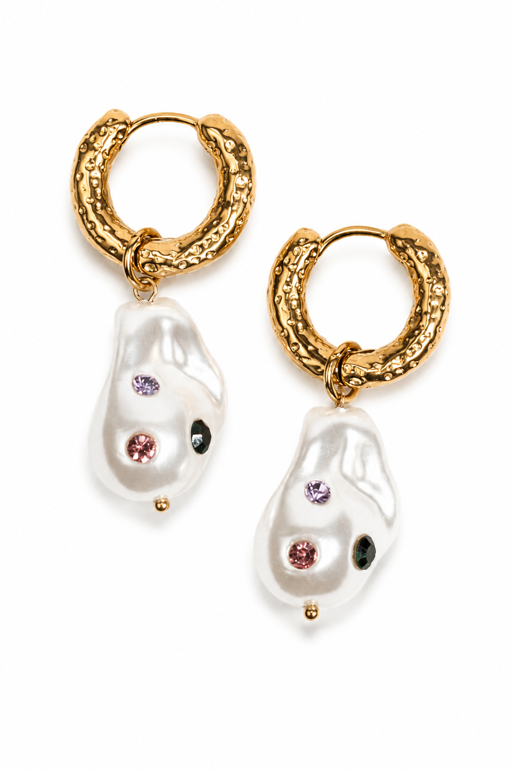 Pearl Society 316L Stainless Steel Multi-Gem Studded Earrings