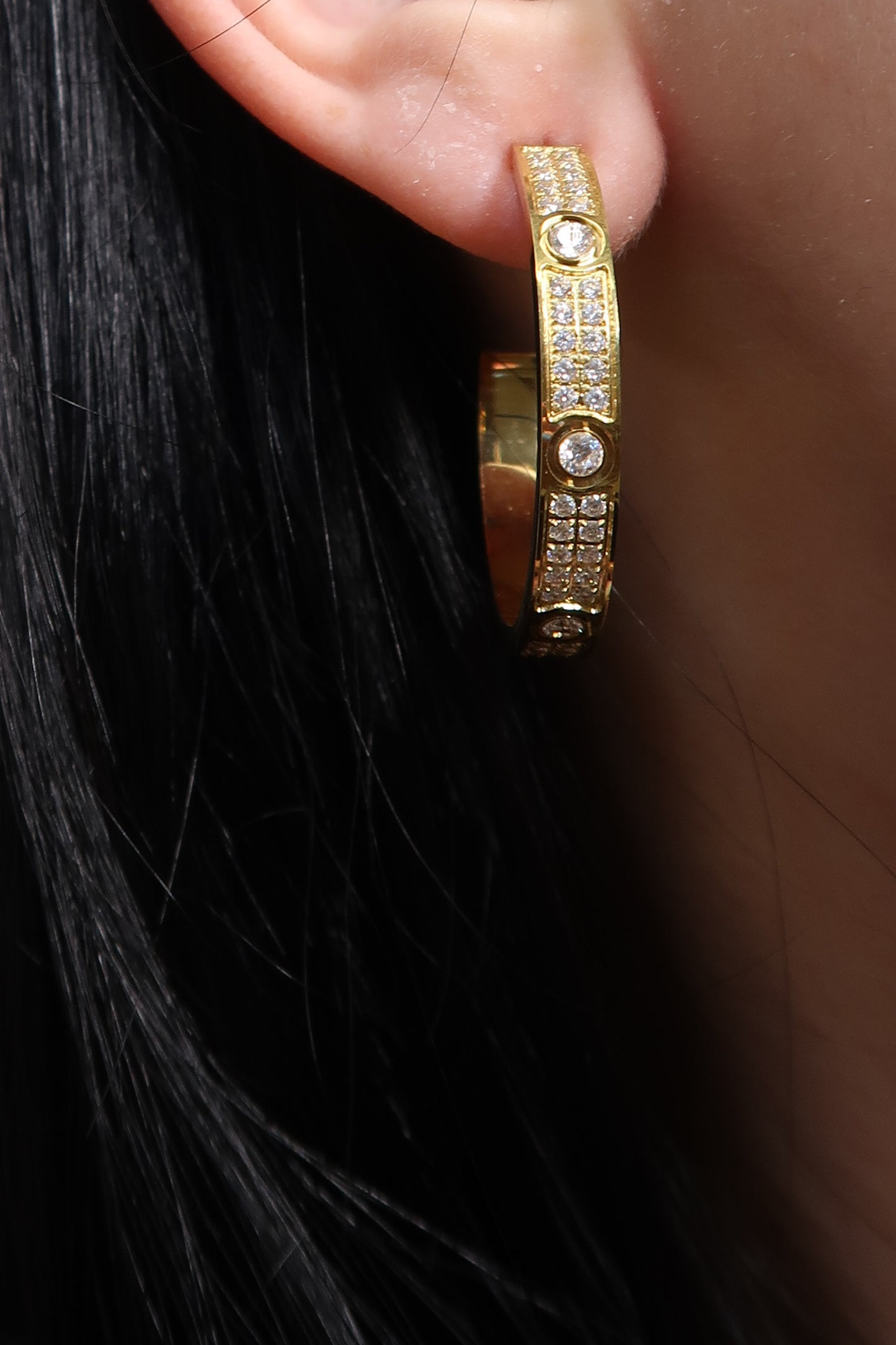 The Glimmer Crystal 316L Stainless Steel Hoops