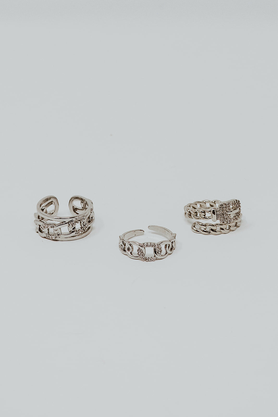 Chained 316L Stainless Steel Ring Trio