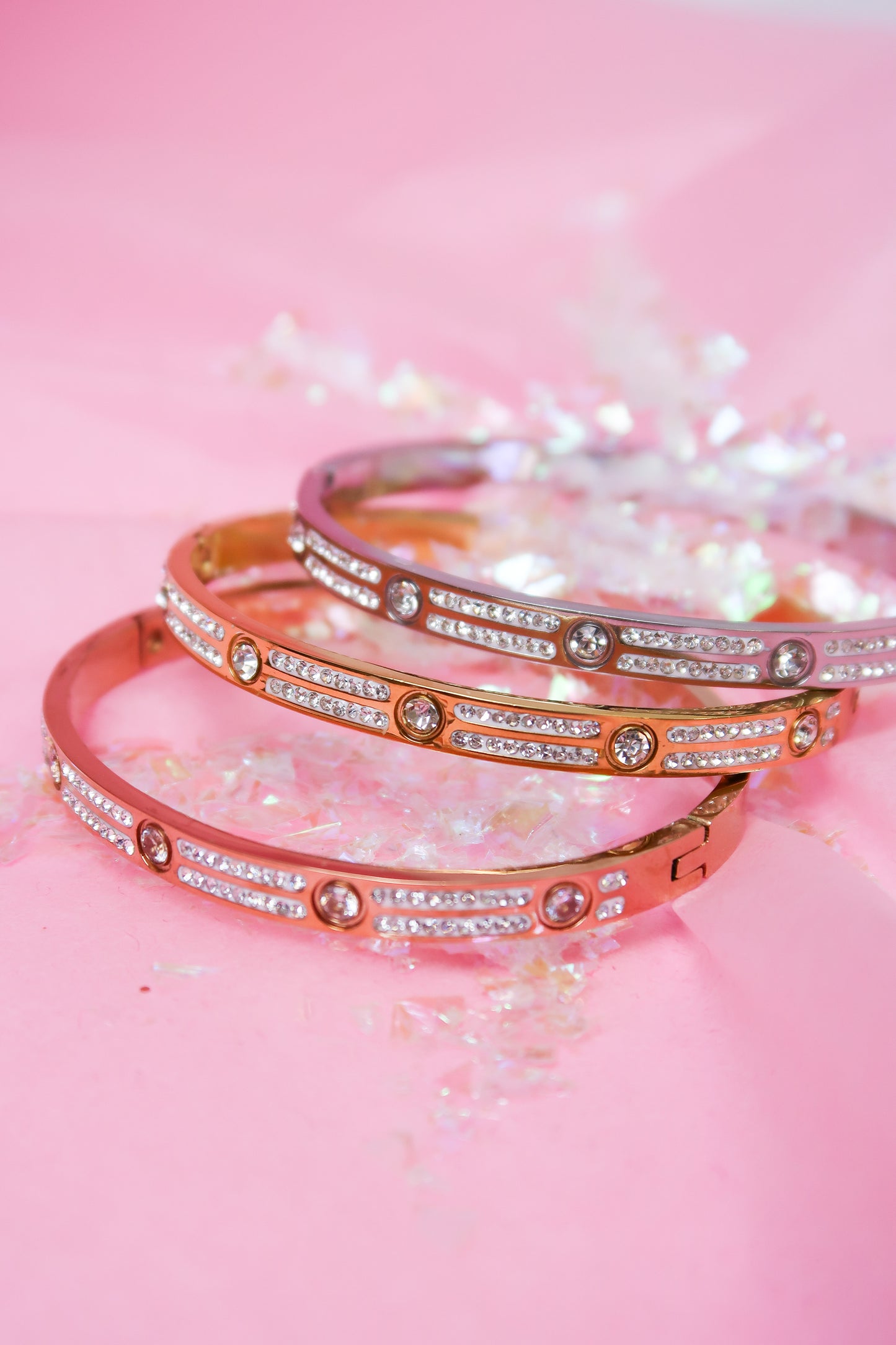 Triple Threat Crystal Bangle Trio