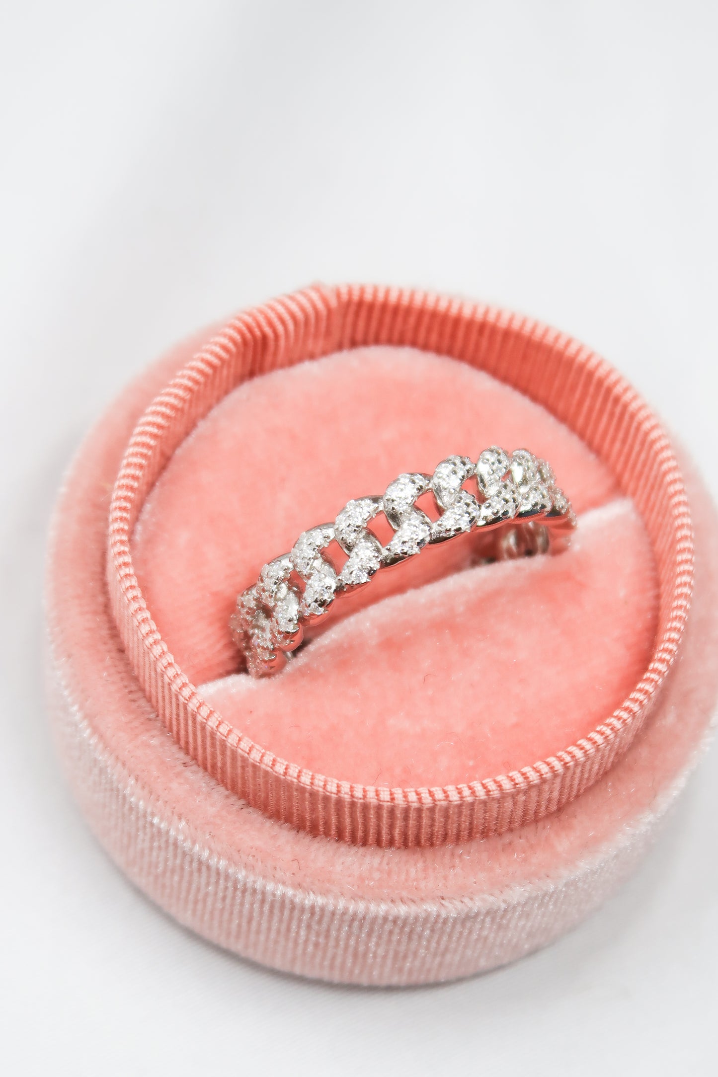 Chic Mini Link Eternity Moissanite .925 Sterling Silver  Band