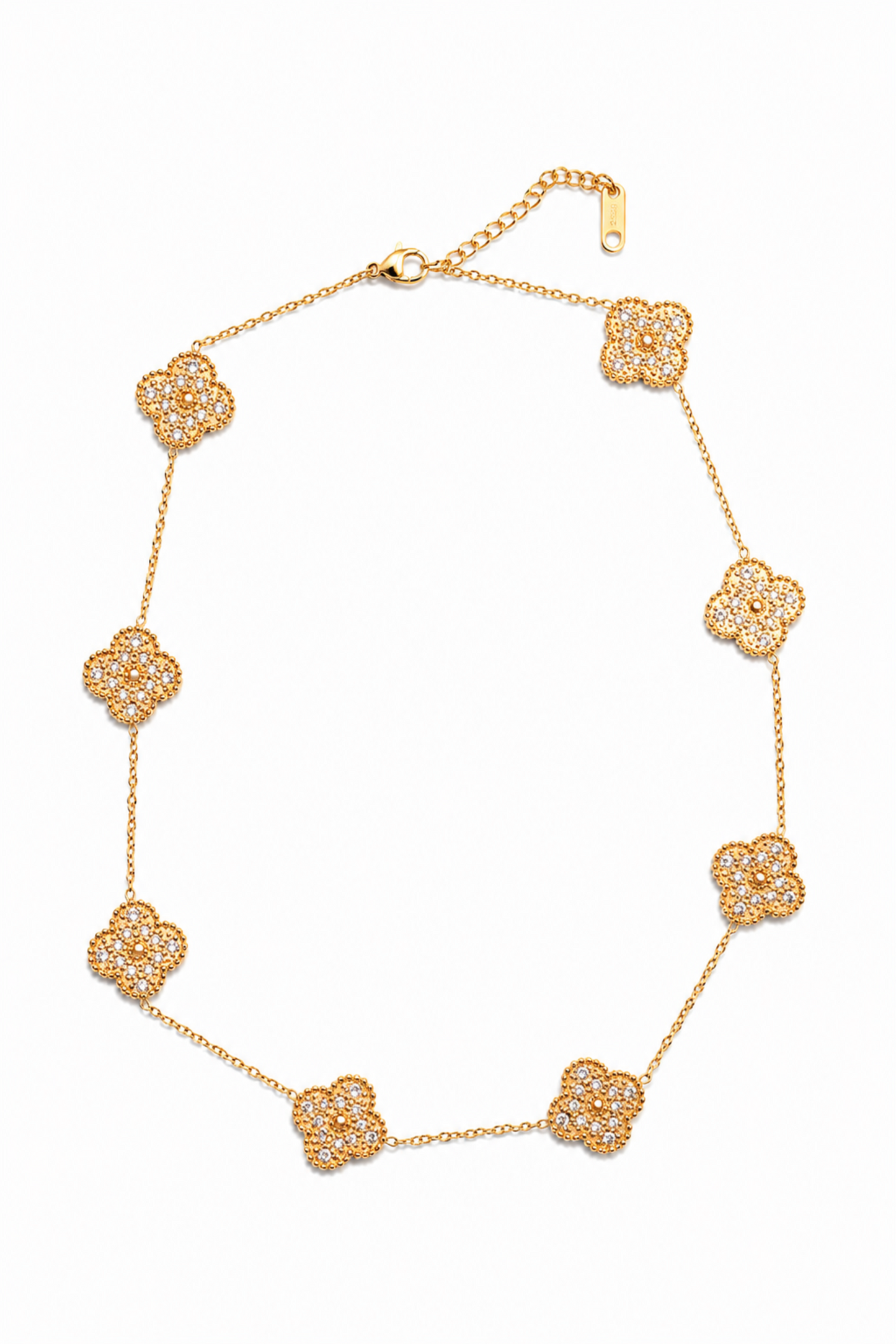 Infinite Glow 2 Sided Crystal 316L Stainless Steel Clover Collection