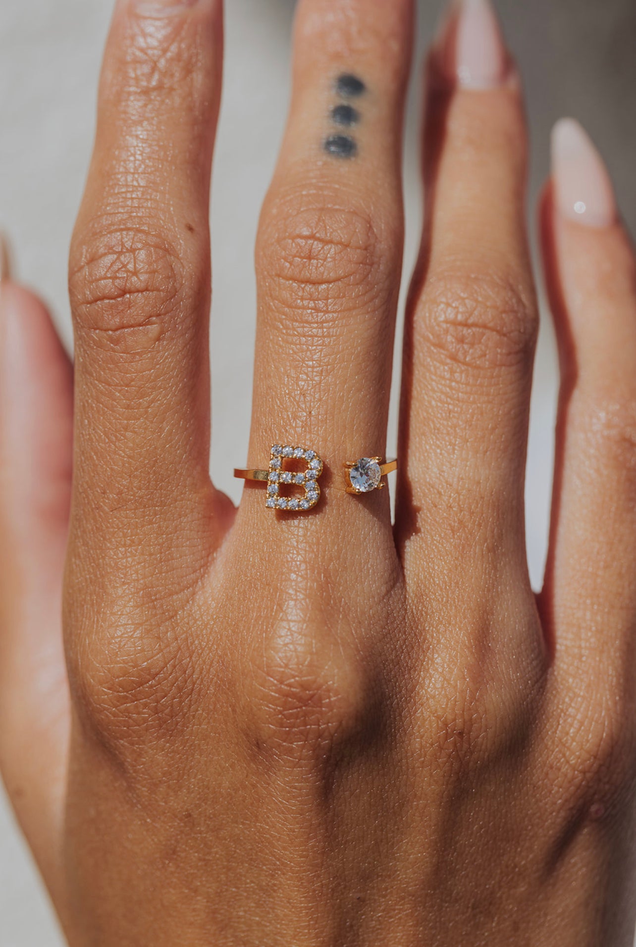 Crystal Initial 316L Stainless Steel Ring