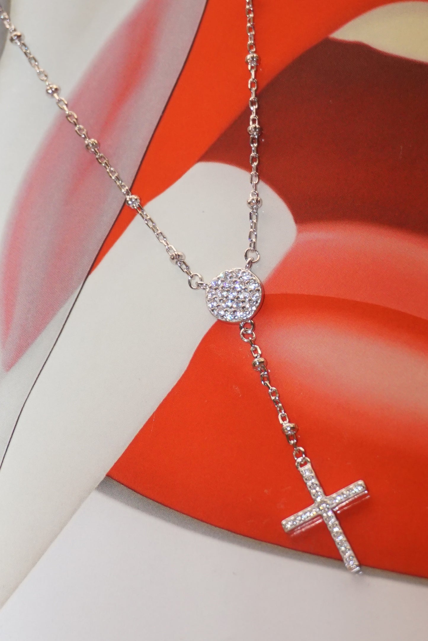 Like A Prayer .925 Sterling Silver Rosary Cross Necklace