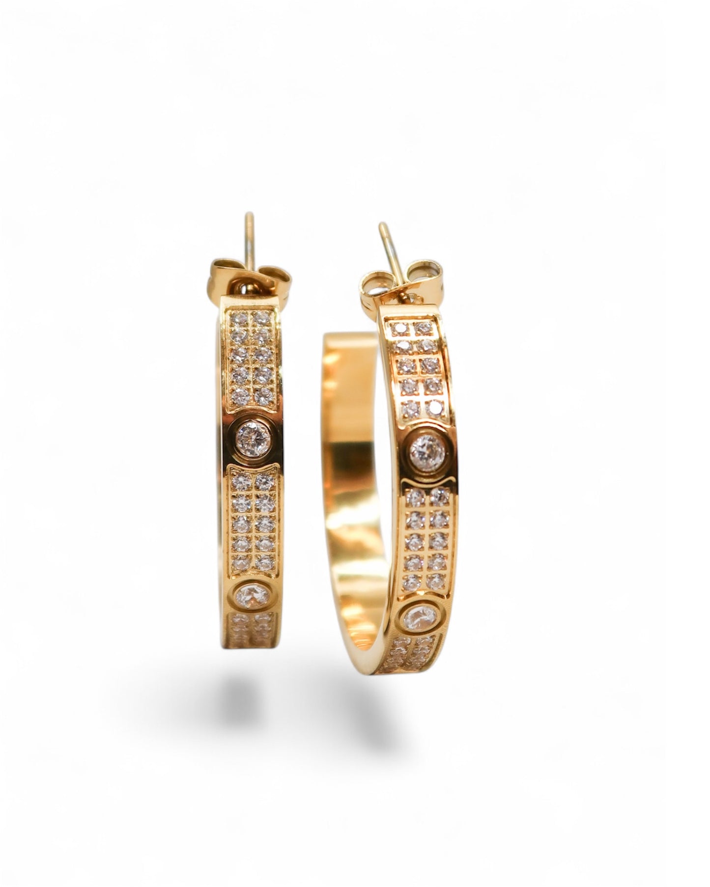 The Glimmer Crystal 316L Stainless Steel Hoops