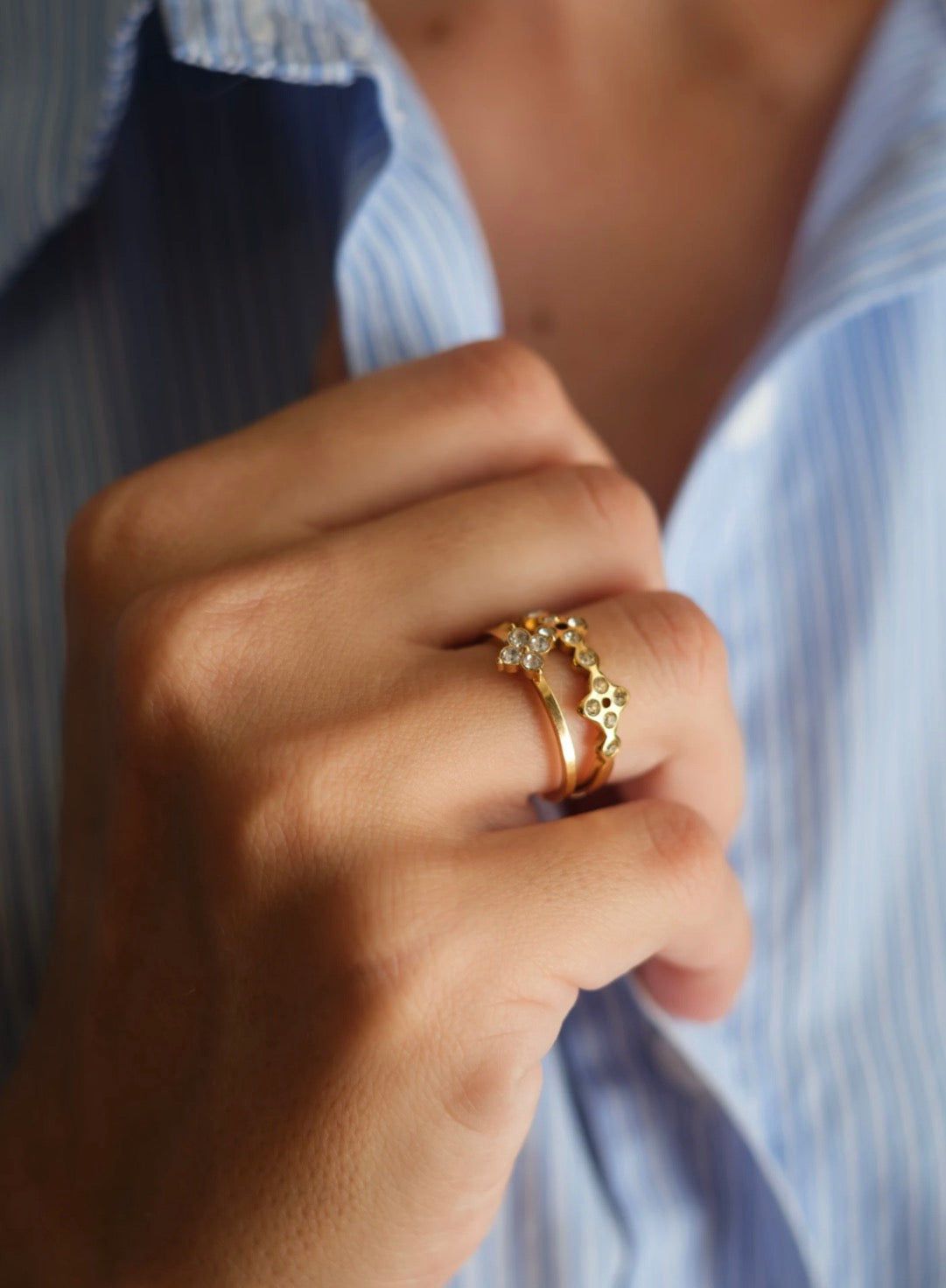 La Principessa 316L Stainless Steel Clover Duo Ring