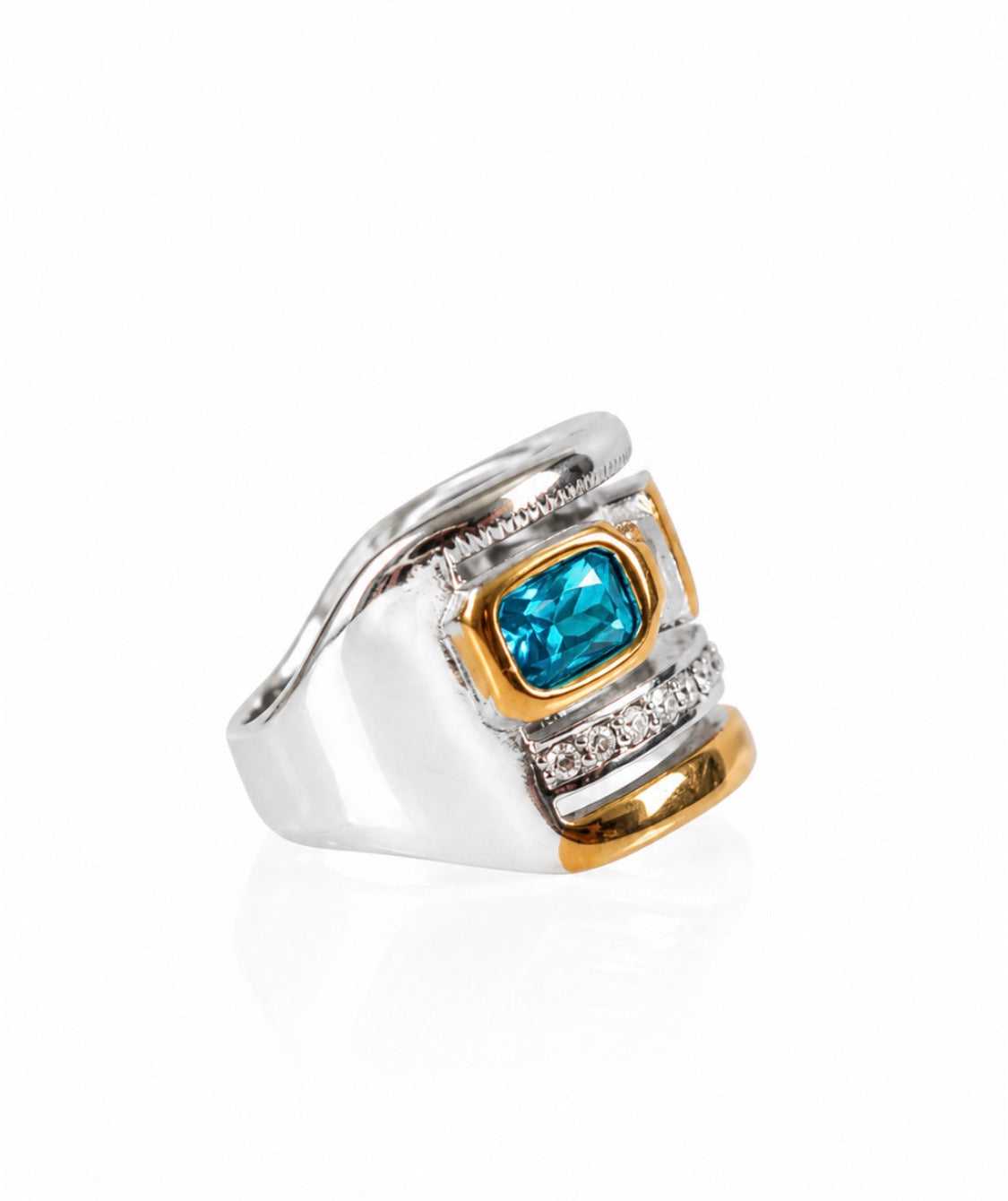 The Chelsea Aquamarine 316L Stainless Steel Multi Band Ring