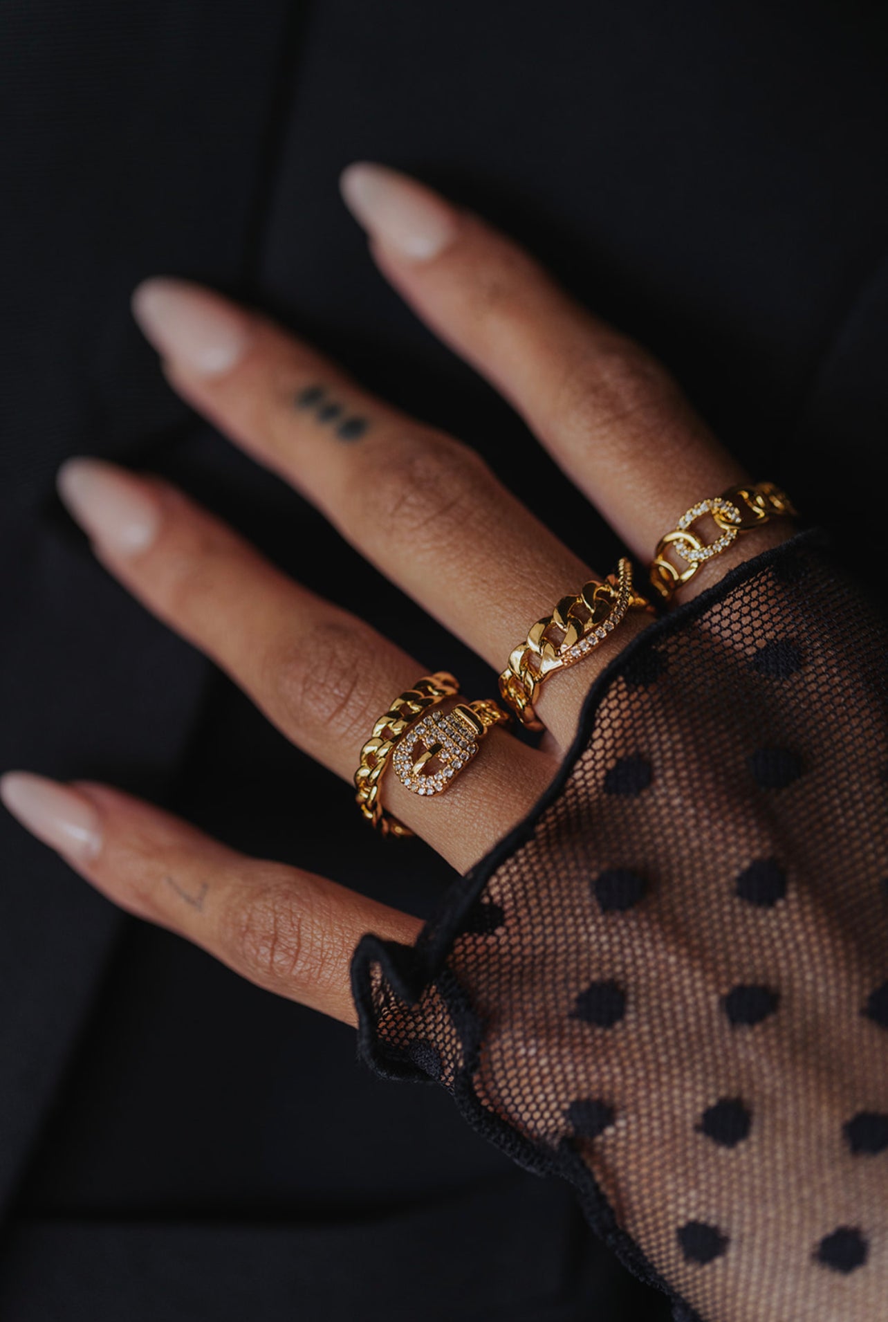 Chained 316L Stainless Steel Ring Trio
