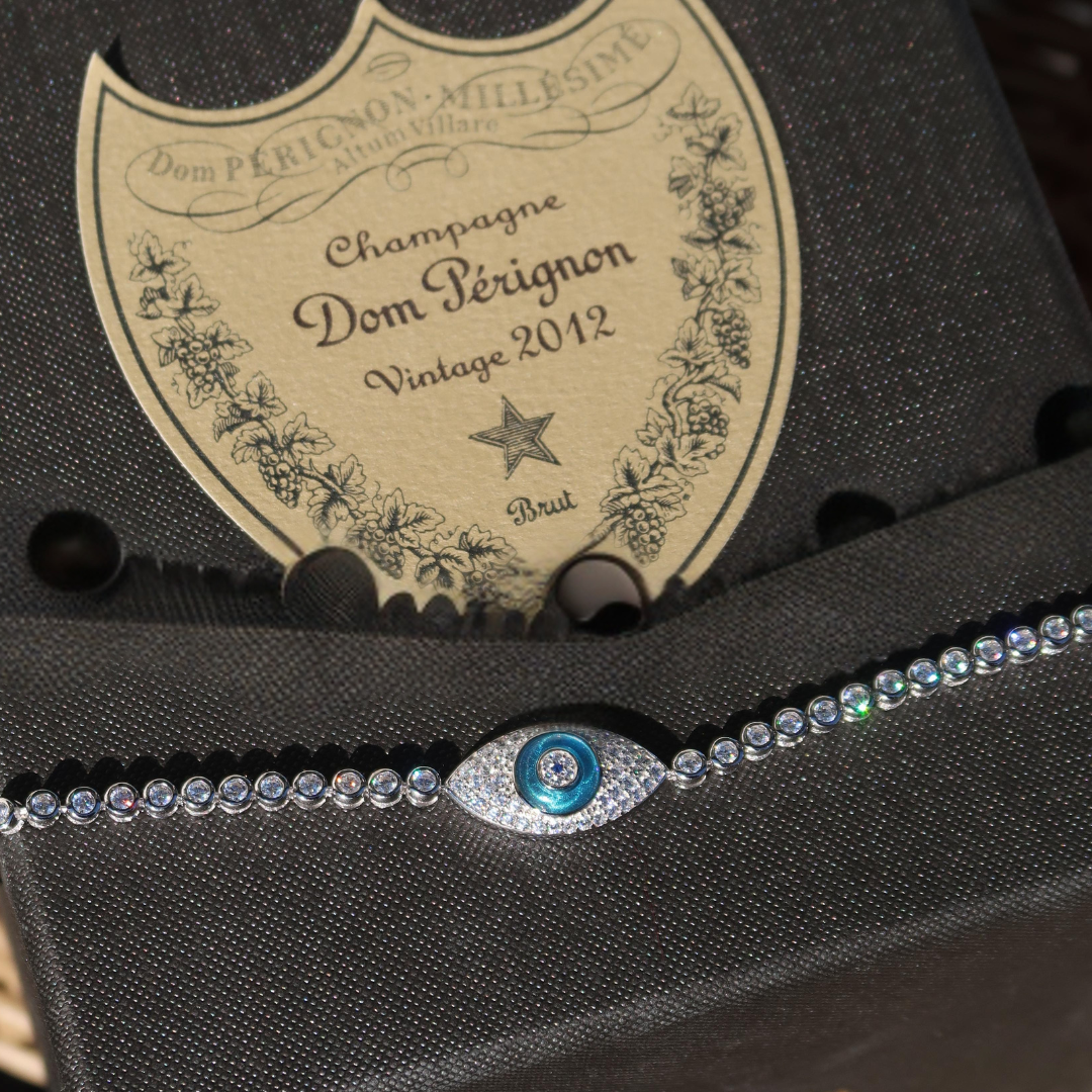 Decade of Luck Glass Eye .925 Sterling Silver Tennis Bracelet
