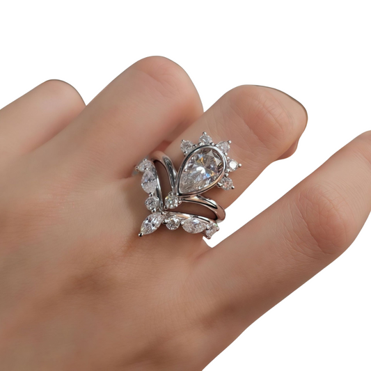 The Crown 3 Carat .925 Sterling Silver Moissanite Ring Duo