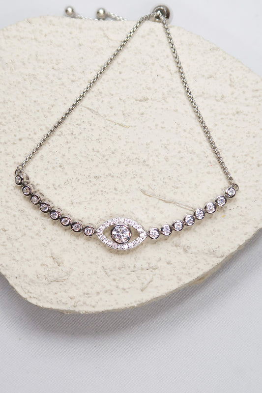 Nirvana .925 Sterling Silver Crystal Tennis Eye Bracelet