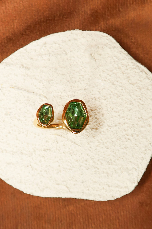 Majestic Emerald Adjustable 316L Stainless Steel Ring