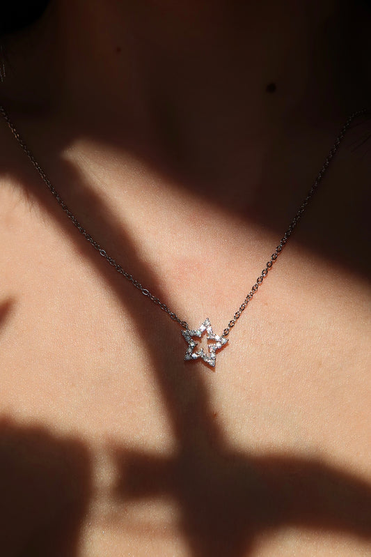 Halo Star .925 Sterling Silver Moisaanite Necklace