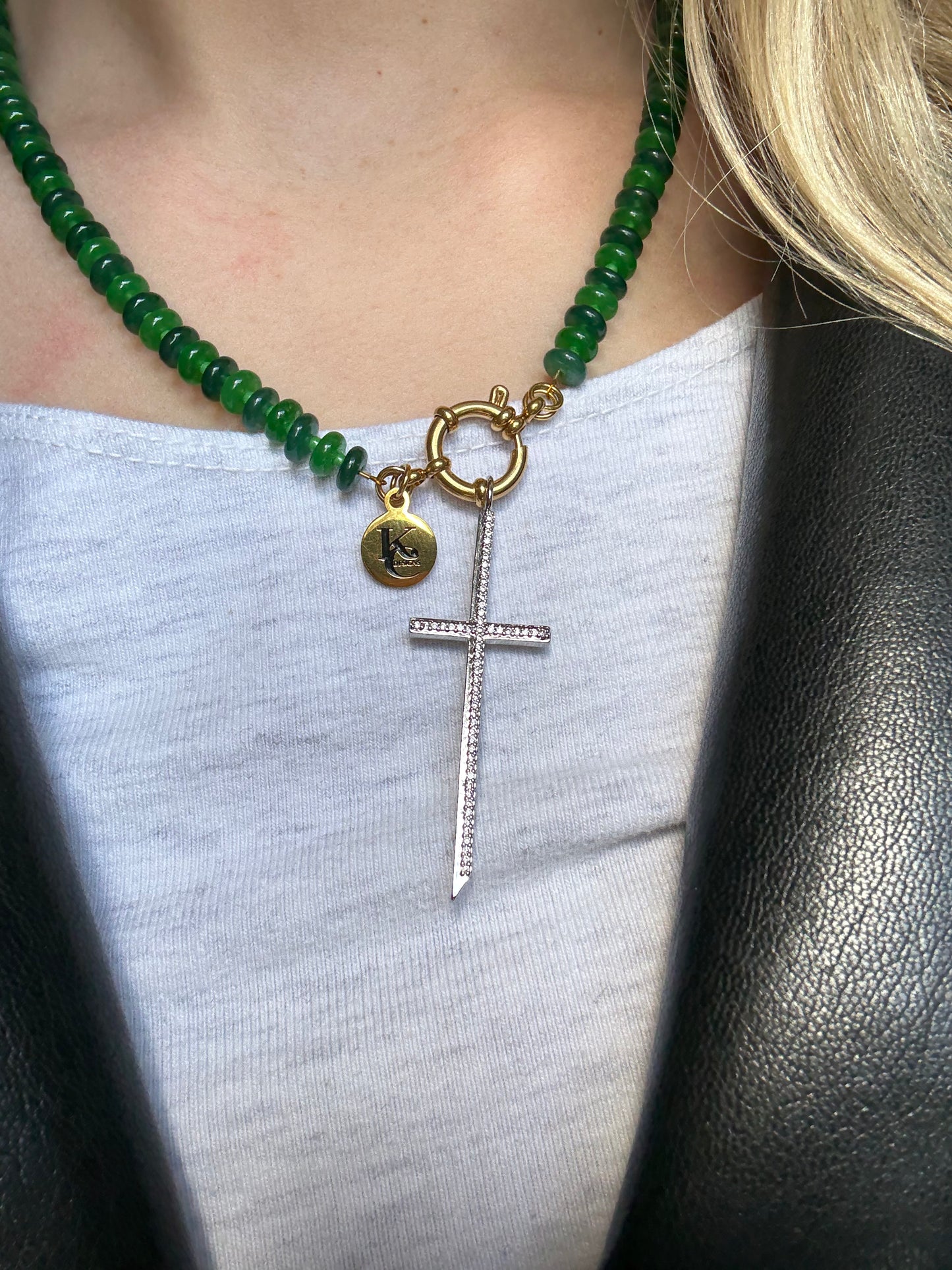 Sacred 316L Stainless Steel Crystal  Cross Charm