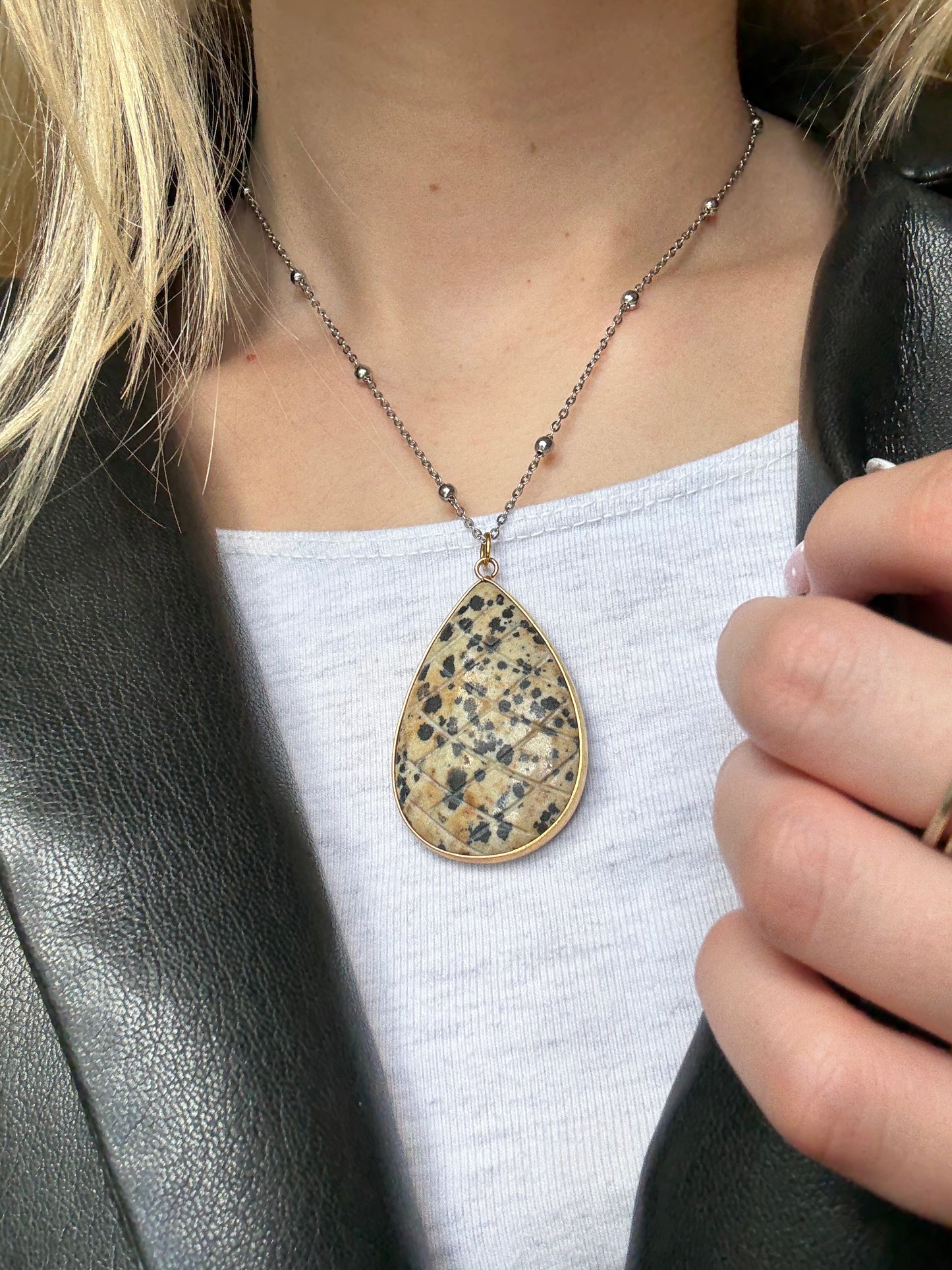 Biology Dalmatian Jasper or Onyx  Natural Stone Charm