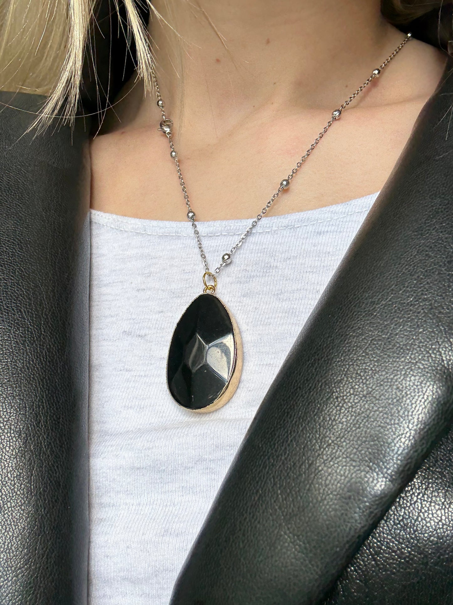 Biology Dalmatian Jasper or Onyx  Natural Stone Charm