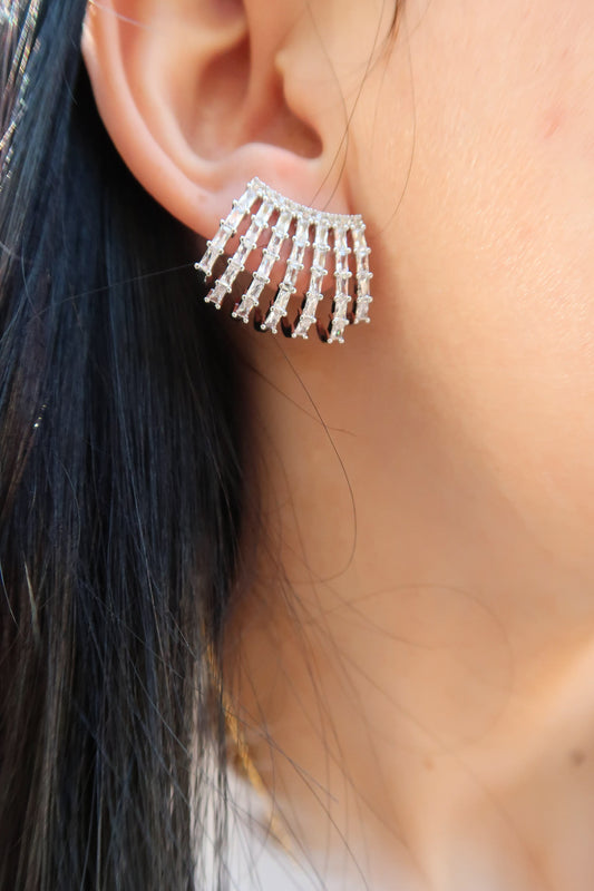 Regal Revival 316L Stainless Steel Crystal Jacket Earrings