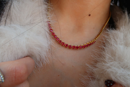 Socialite Ruby or Sapphire 316L Stainless Steel Necklace