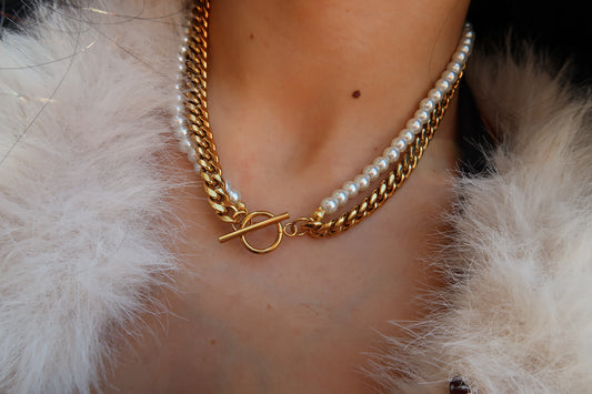 Rebel Pearl Cuban Link 316L Stainless Steel Necklace