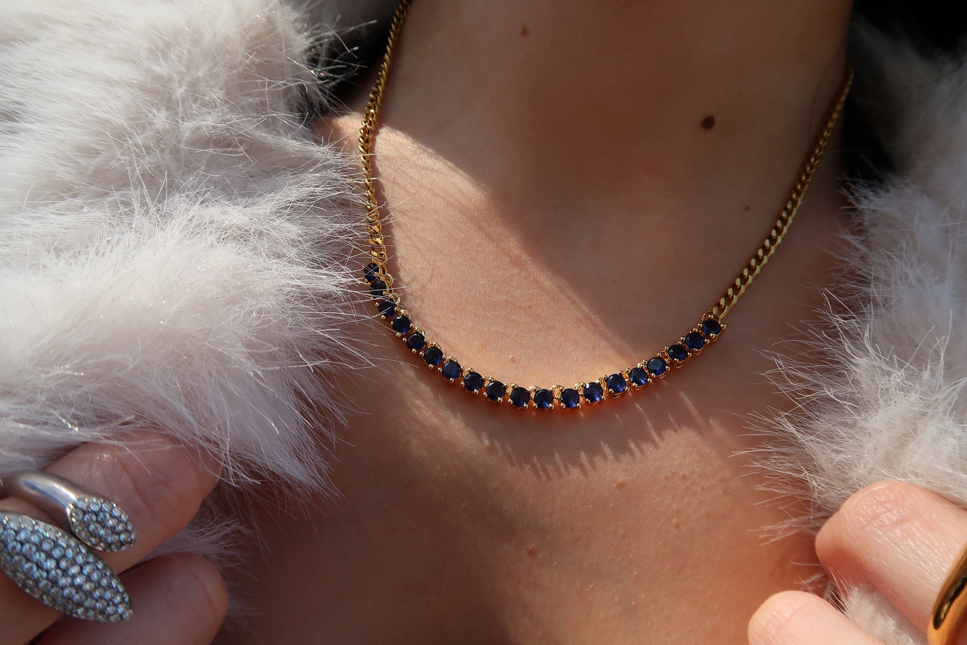 Socialite Ruby or Sapphire Stainless Steel Necklace