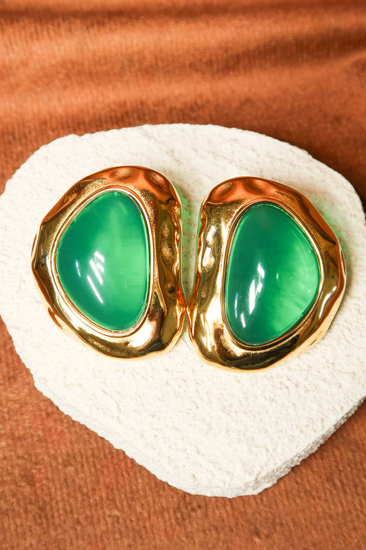 Ivy Luxe 316L Emerald Stone Stainless Steel Earring
