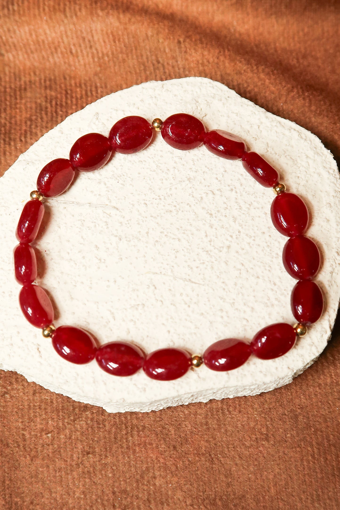 Autumn Garnet 5-Piece Natural Ruby Stone Bracelet Stack
