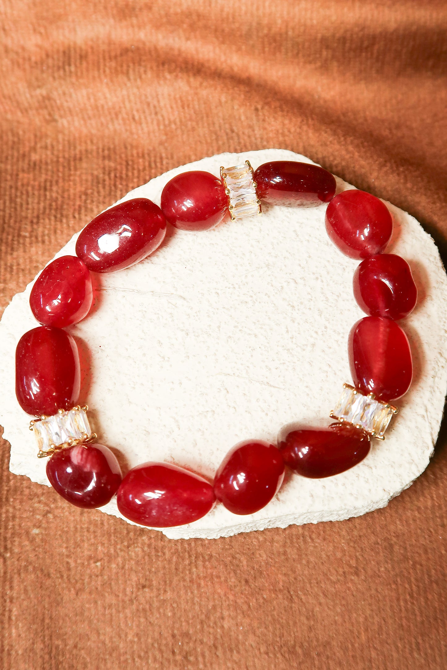 Autumn Garnet 5-Piece Natural Ruby Stone Bracelet Stack