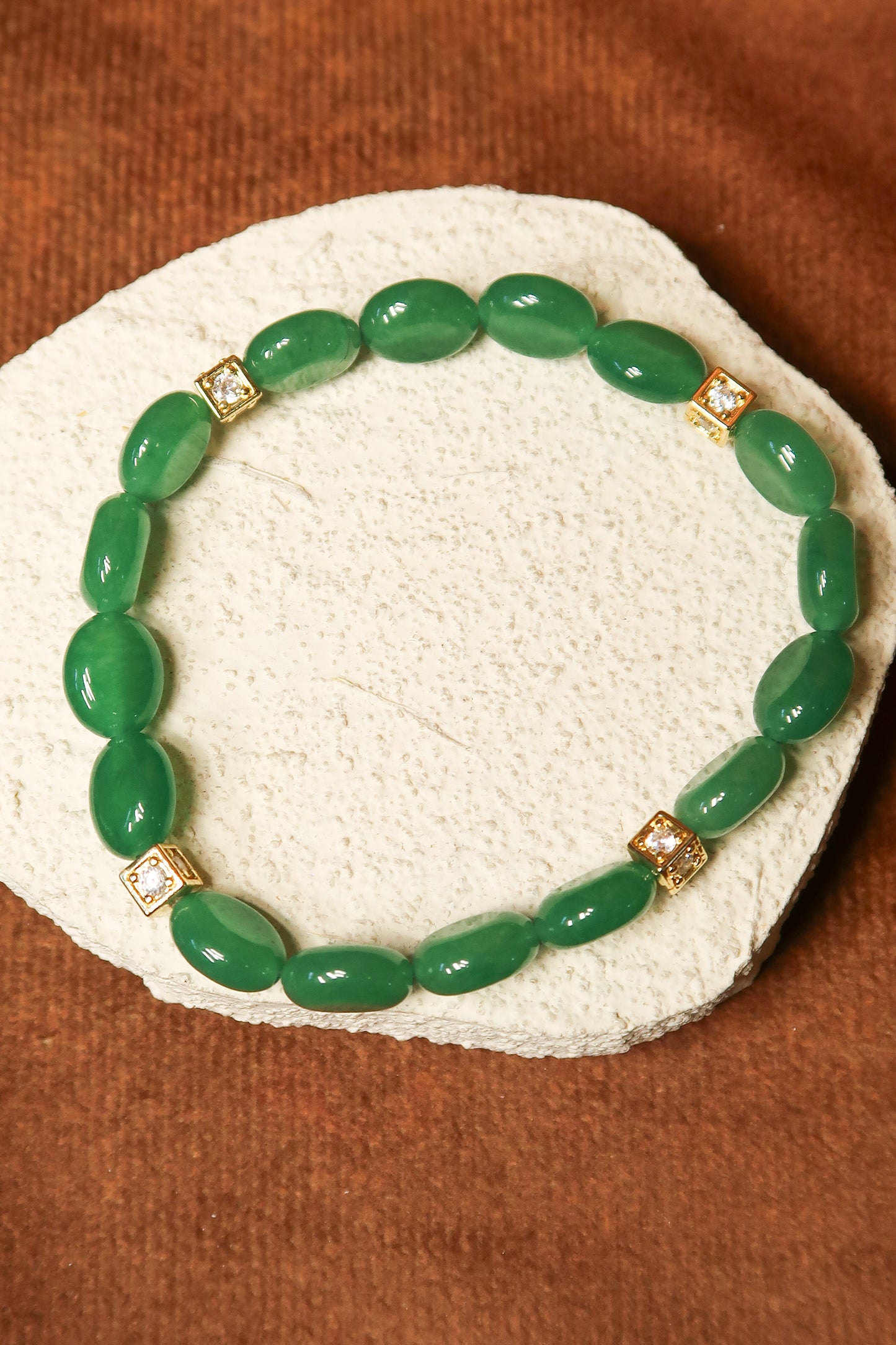 Evergreen Chic Emerald 5-Piece Natural Stone Bracelet Stack